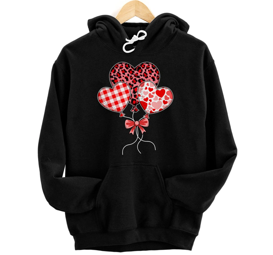 Personalized Three Hearts Leopard Plaid Valentine's Day Cute Women Girls Pullover Hoodie