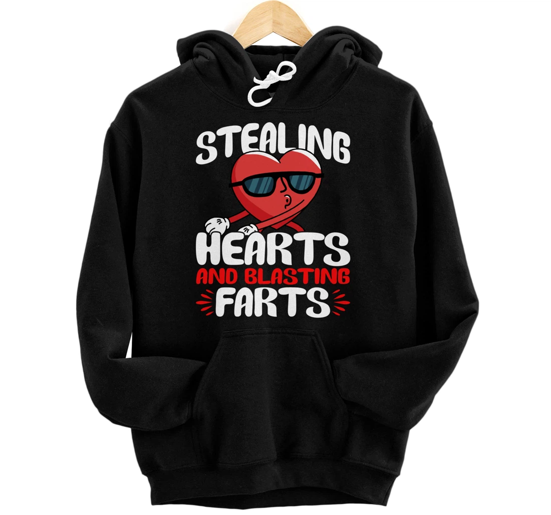 Personalized Stealing Hearts & Blasting Farts Funny Valentine's Day Pullover Hoodie