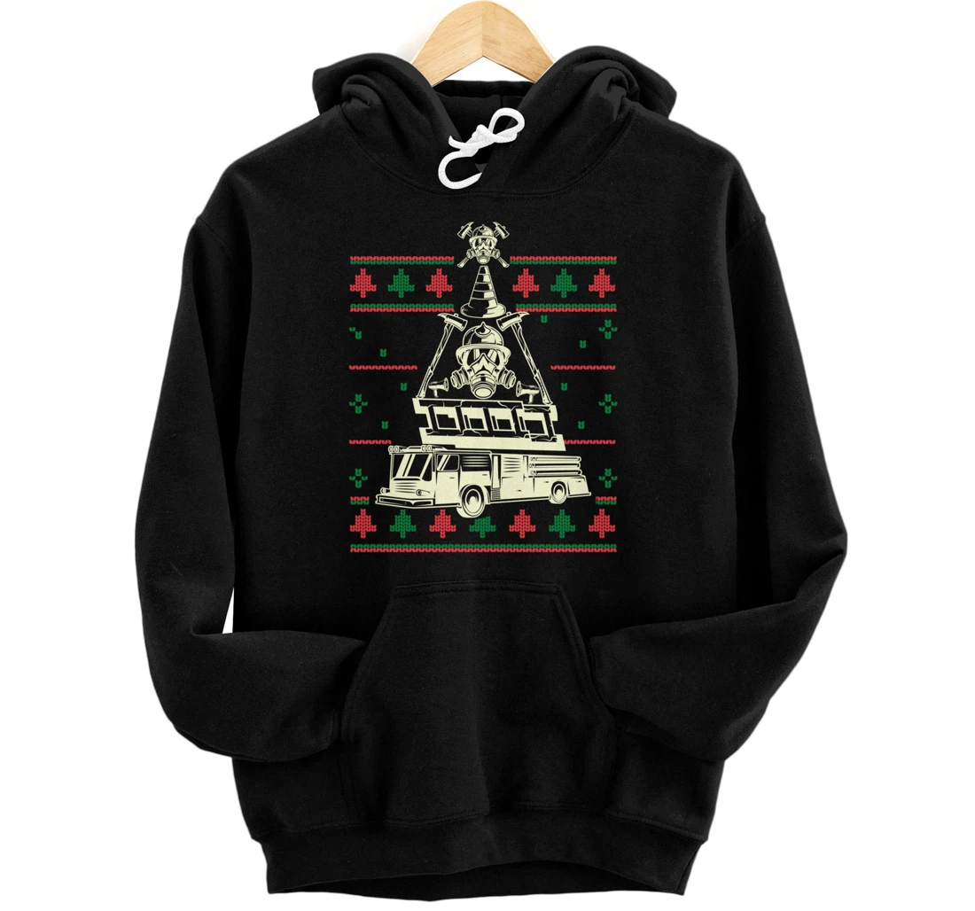 Personalized Christmas Sweater Firetruck Firefighter Pullover Hoodie