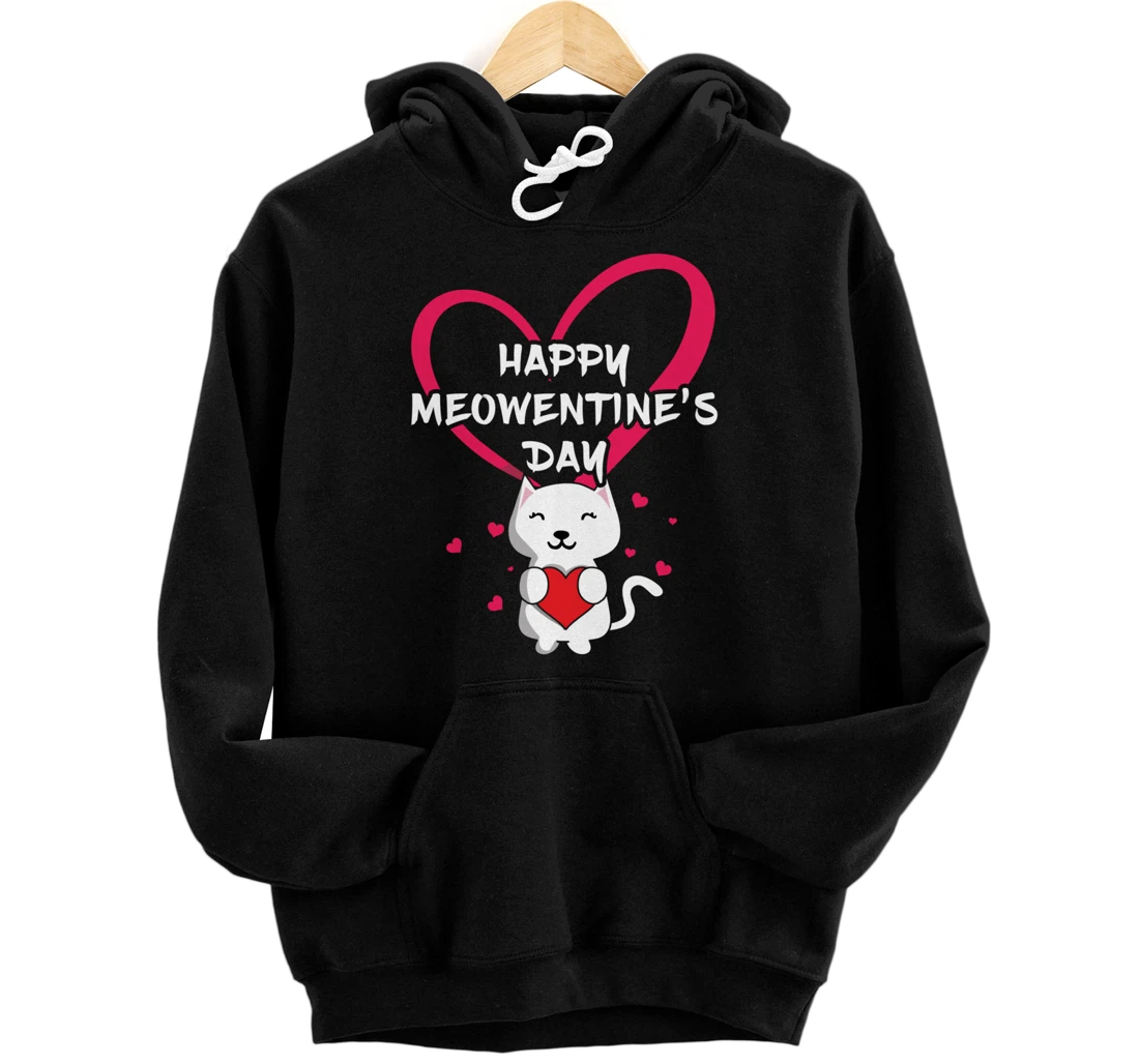 Personalized Love Cat Meow Valentines Day Hearts Day Happy Valentines Pullover Hoodie