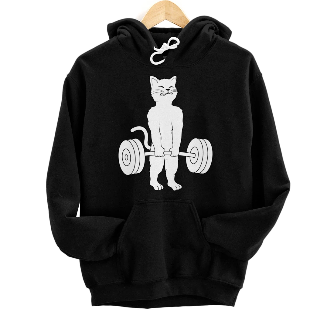 Personalized Cat Deadlift - Powerlifting Kitty Sweater, Muscle Pullover Hoodie