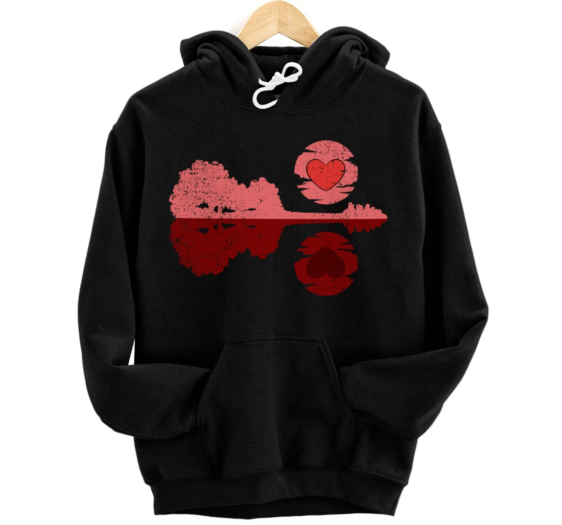 Personalized Guitar Lake Shadow Love Guitar Musician Valentines Day Pullover Hoodie