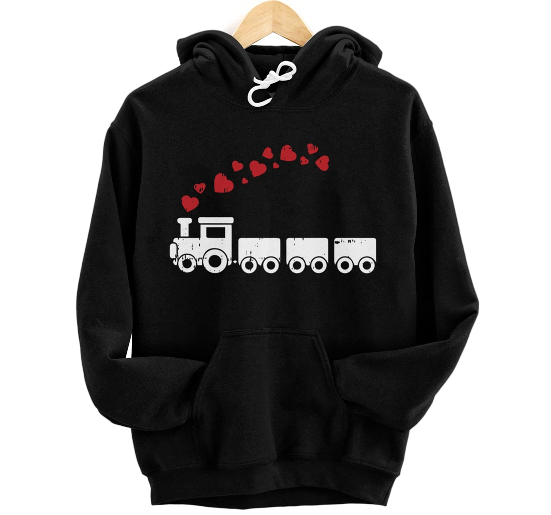 Personalized Love Train Valentines Day Cute Heart Railroad Boys Girls Pullover Hoodie