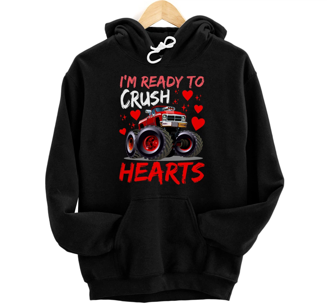 Personalized I'm Ready To Crush Hearts - Monster Truck Valentines Day Pullover Hoodie