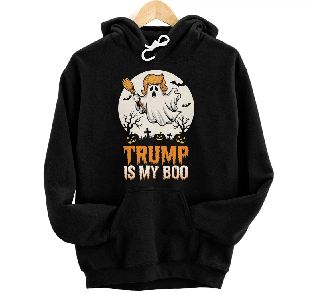 Personalized Funny Ghost With Trump Hair Halloween Boo Pullover Hoodie