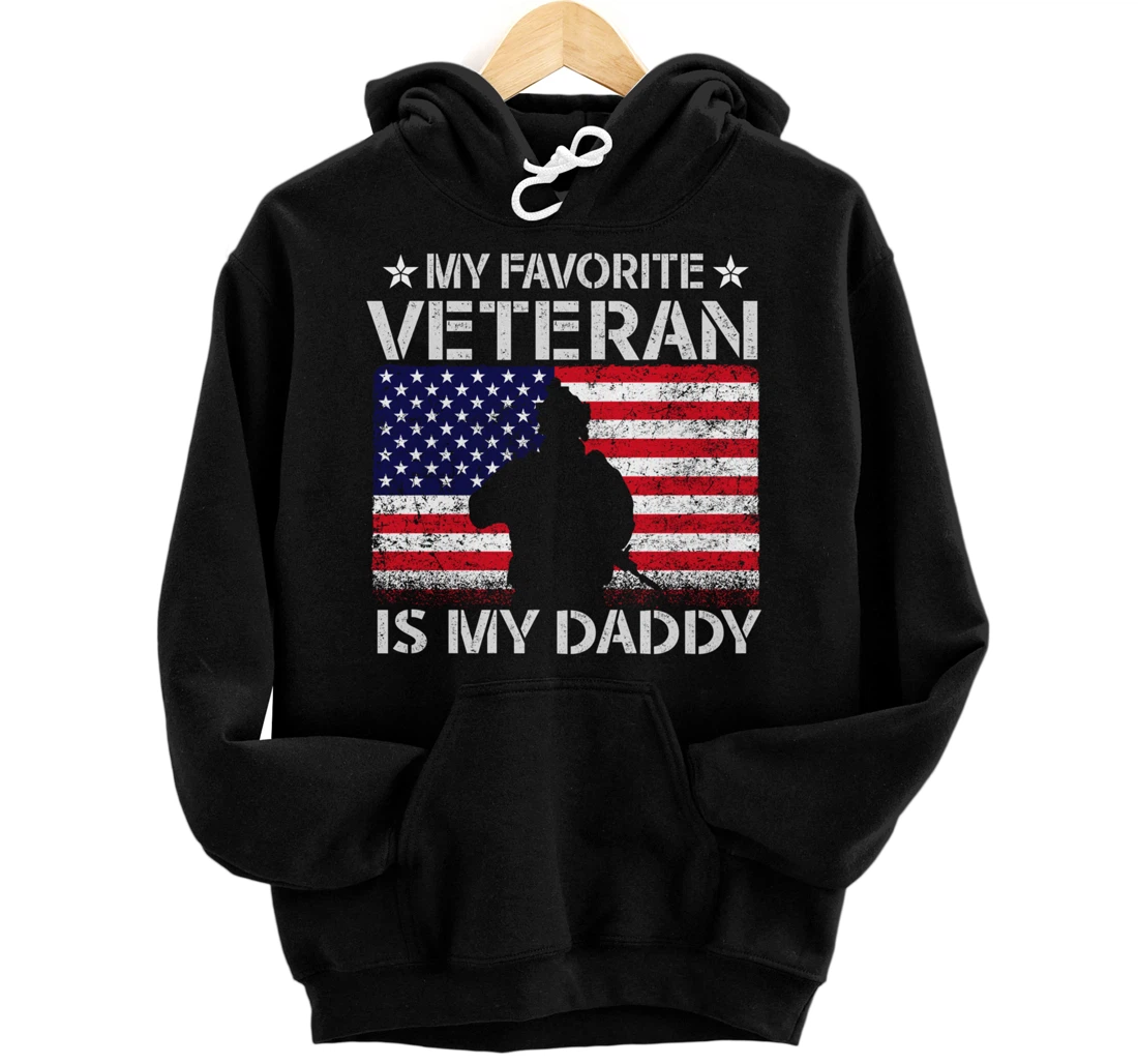 Personalized Father Veterans Day My Favorite Veteran Is My Dad Proud Kids Pullover Hoodie