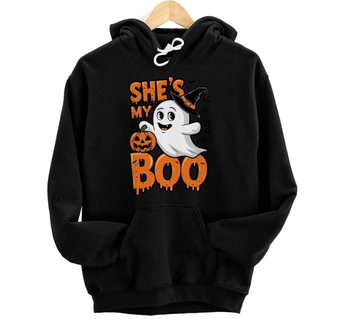 Personalized She’s My Boo Ghost Couple Halloween Costume Boyfriend Pullover Hoodie