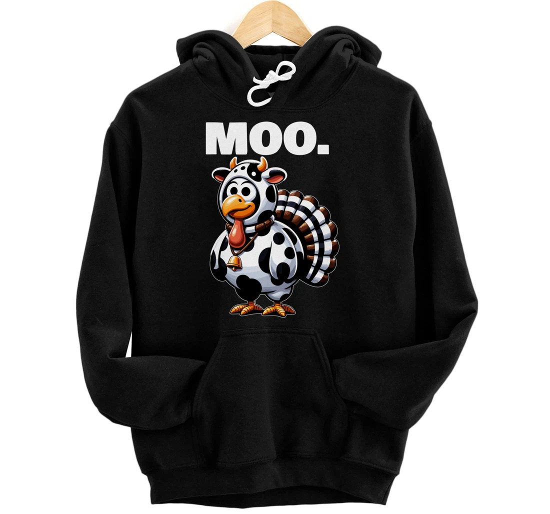 Personalized Turkey Moo Funny Thanksgiving Pullover Hoodie