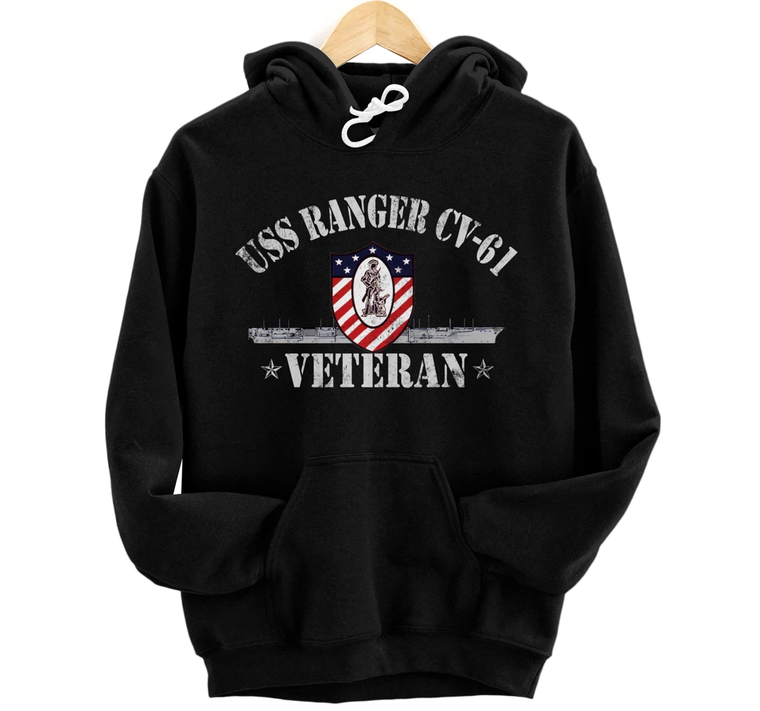 Personalized USS Ranger CV-61 Veteran Shirt Thanksgiving Veterans Day Men Pullover Hoodie