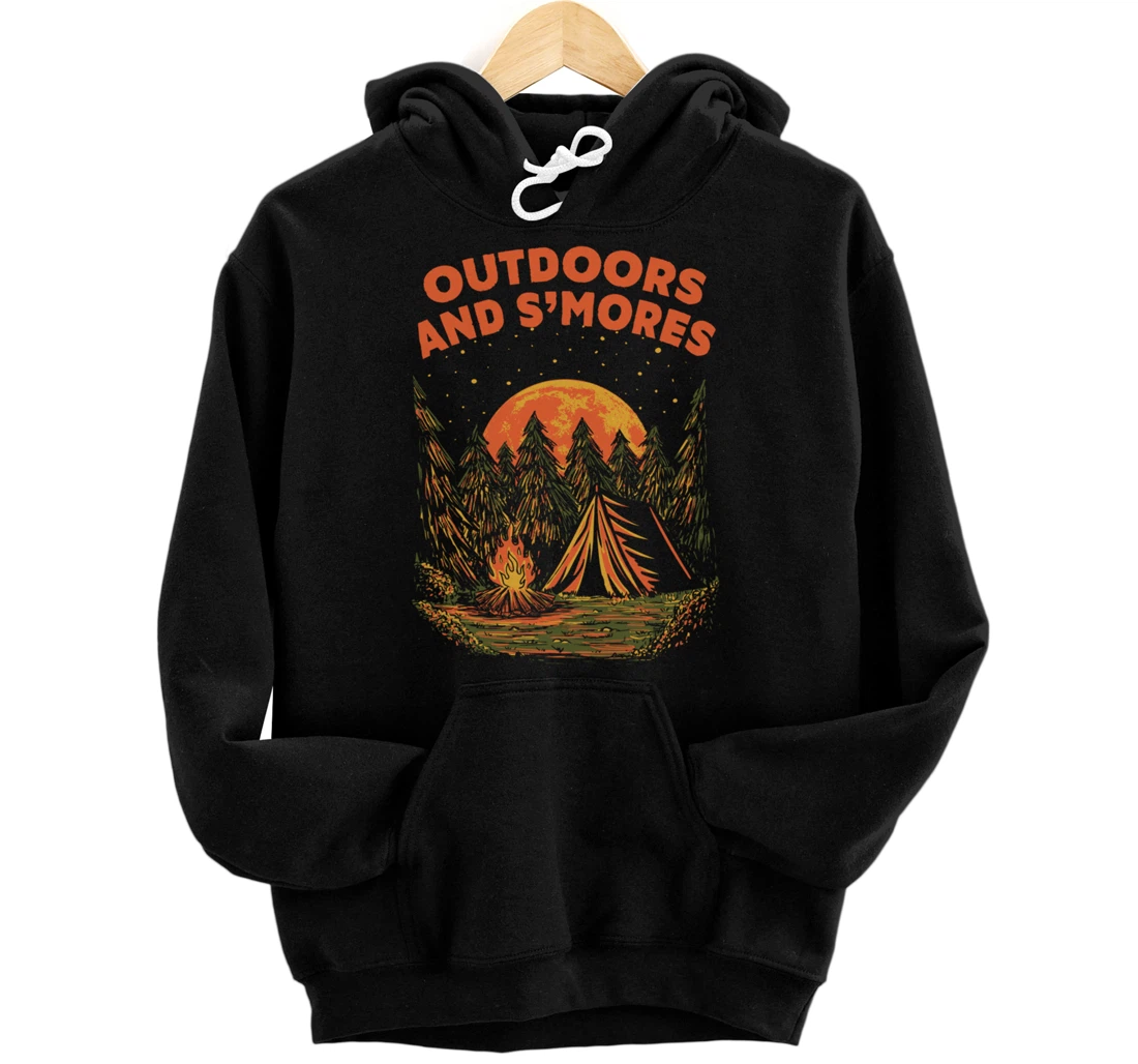 Personalized Outdoors and Smores Camping Food Camper Foodie Hiking Trip Pullover Hoodie