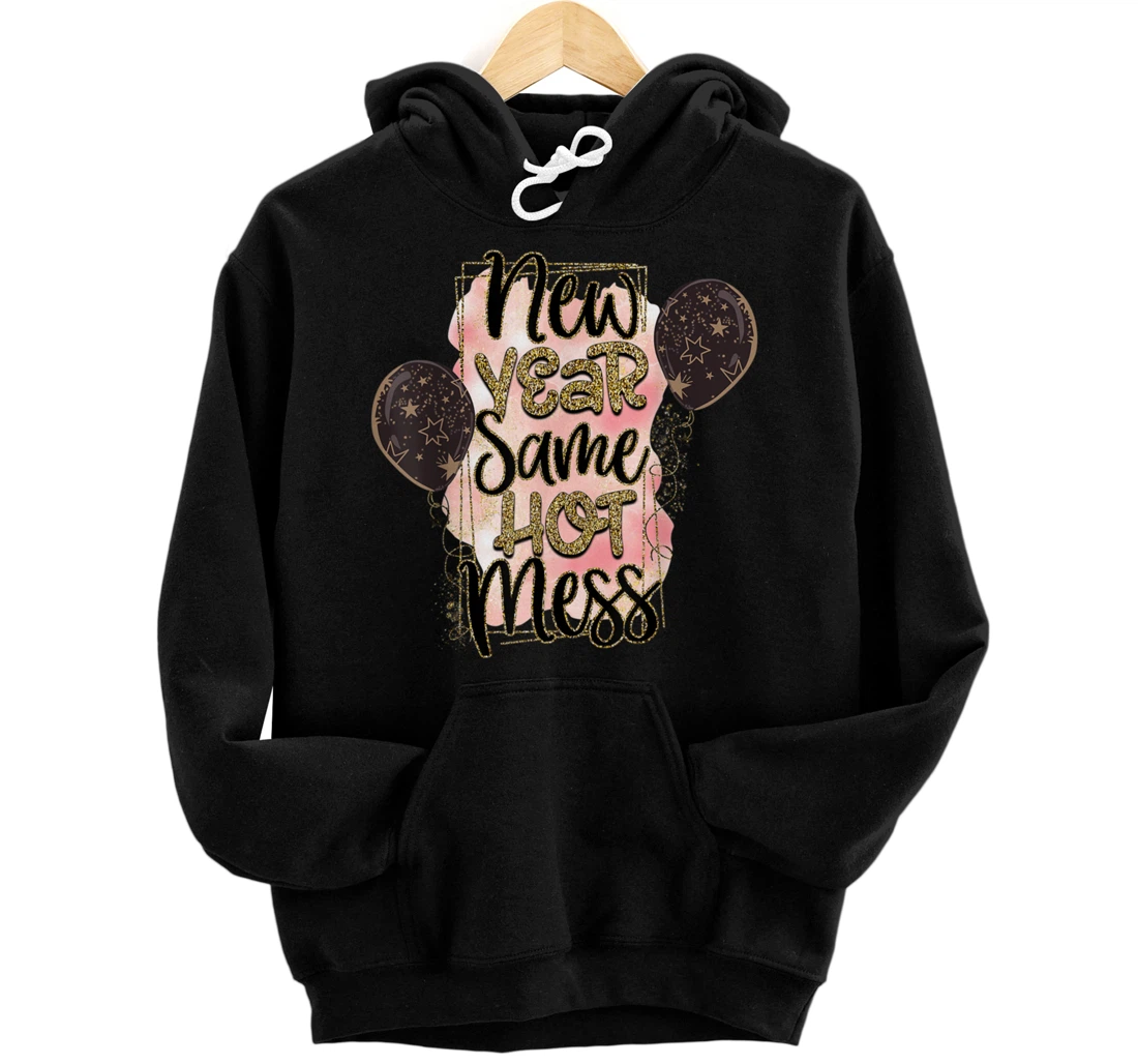 Personalized New Year Same Hot Mess Funny 2023 Eve Party Leopard Pullover Hoodie