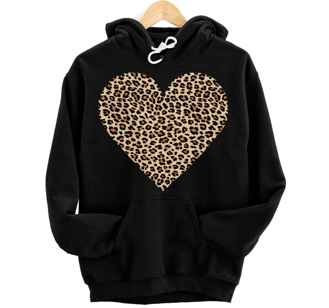 Personalized Valentines Day Shirt Women Men Boys Girls Leopard Love Heart Pullover Hoodie