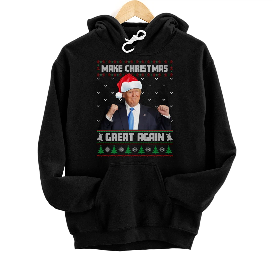 Personalized Make Xmas Great Again Ugly Christmas Sweater Trump 2024 Pullover Hoodie