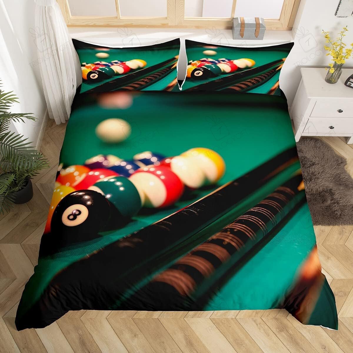 Billiards Table Pattern Bedding Set - Bedding Set, Duvet Cover, Quilt, Pillow, Blanket