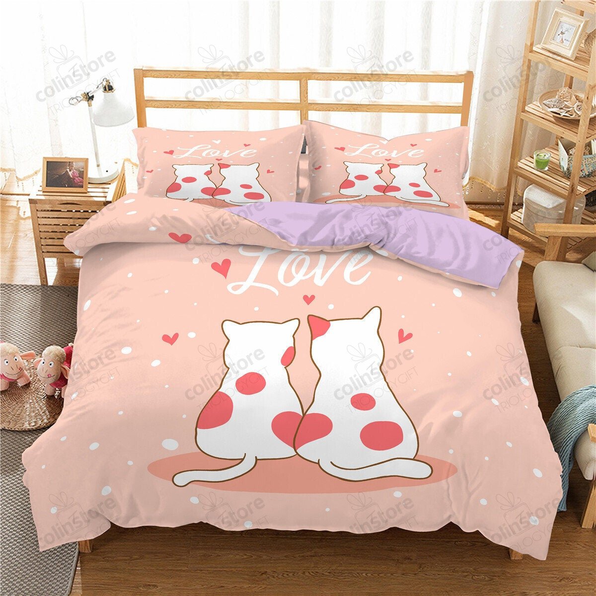 Cat Duvet Cover Set Bedding Set For Kids Boys Girls Cute Kitten Printed Cover Quilt Cover Bedroom Collection - Bedding Set, Duvet Cover, Quilt, Pillow, Blanket