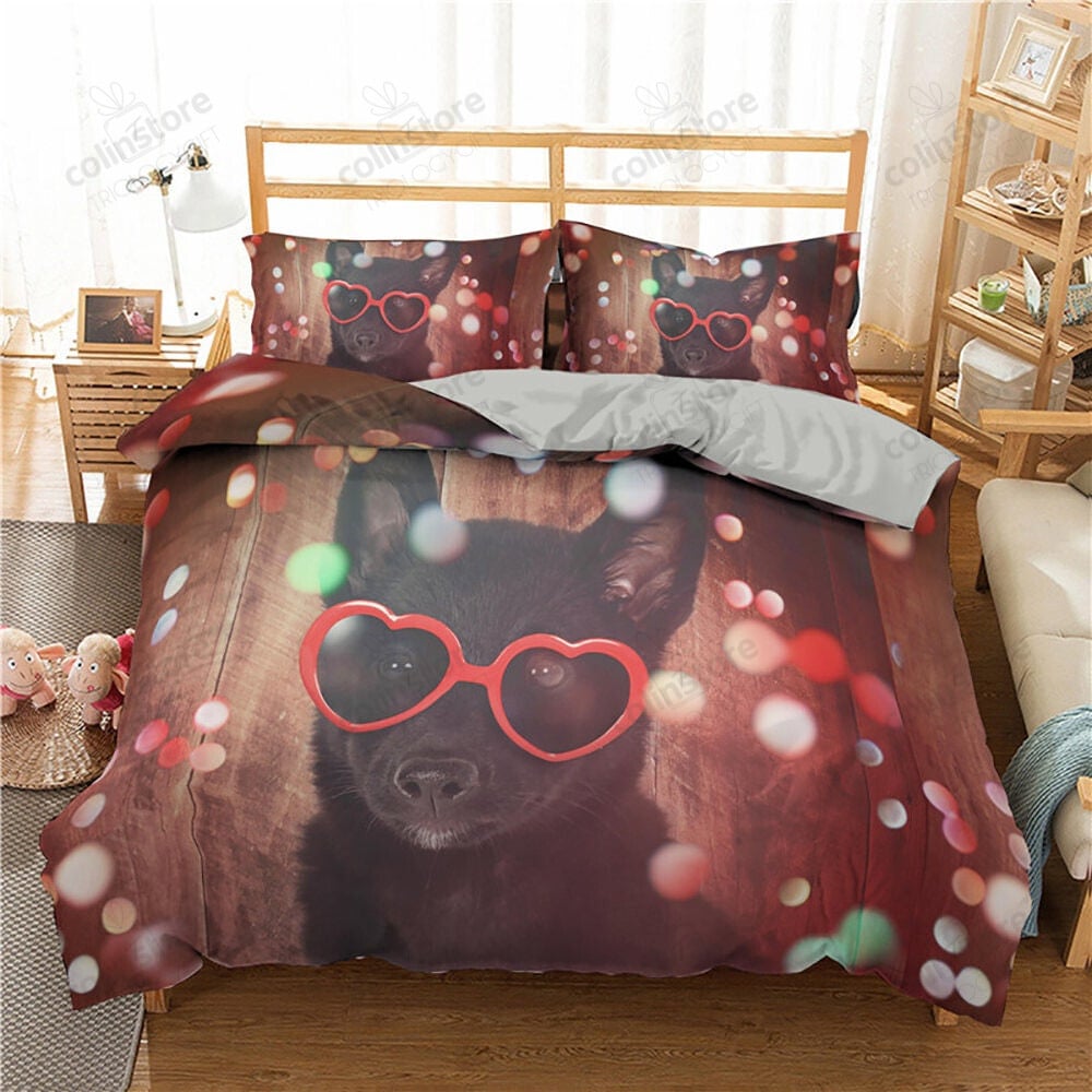 Dog Duvet Cover Set, Decorative Bedding Set, - Bedding Set, Duvet Cover, Quilt, Pillow, Blanket