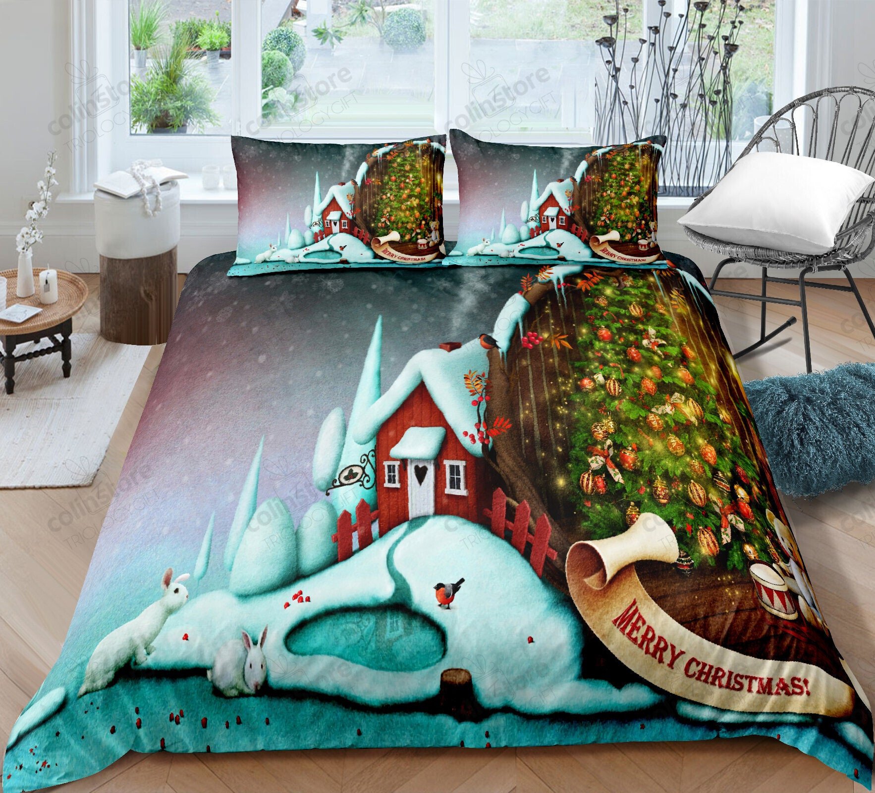 Christmas Duvet Cover Set, Decorative Bedding Set, - Bedding Set, Duvet Cover, Quilt, Pillow, Blanket
