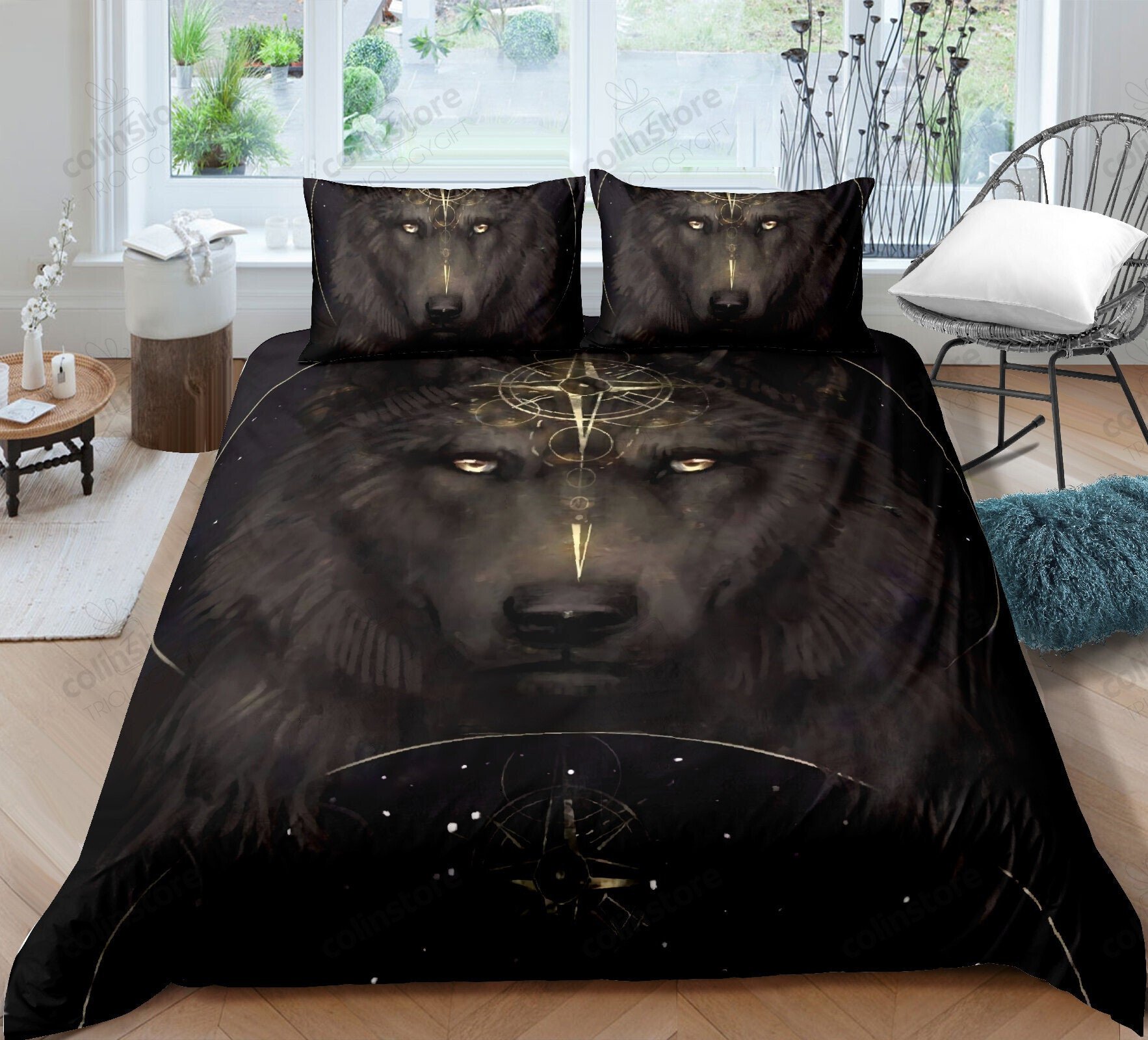 Wolf Bedding Set Safari Animal Pattern Duvet Cover For Kids Boys Girls White Wolf Family Cool Bedclothes 2 Pcs - Bedding Set, Duvet Cover, Quilt, Pillow, Blanket
