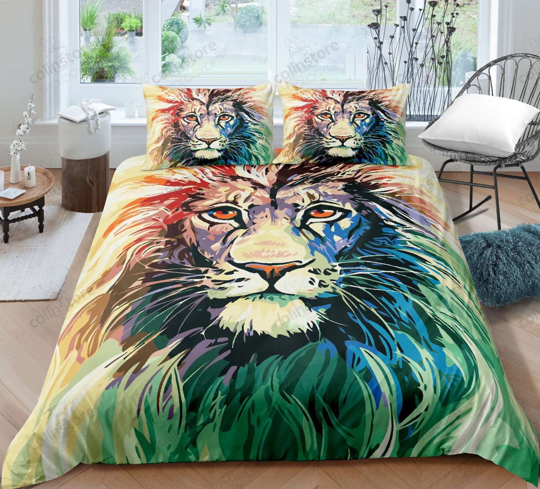 Lion Bedding Animal Duvet Cover Set Lion Pattern 1 Lion Head Duvet Cover - Bedding Set, Duvet Cover, Quilt, Pillow, Blanket