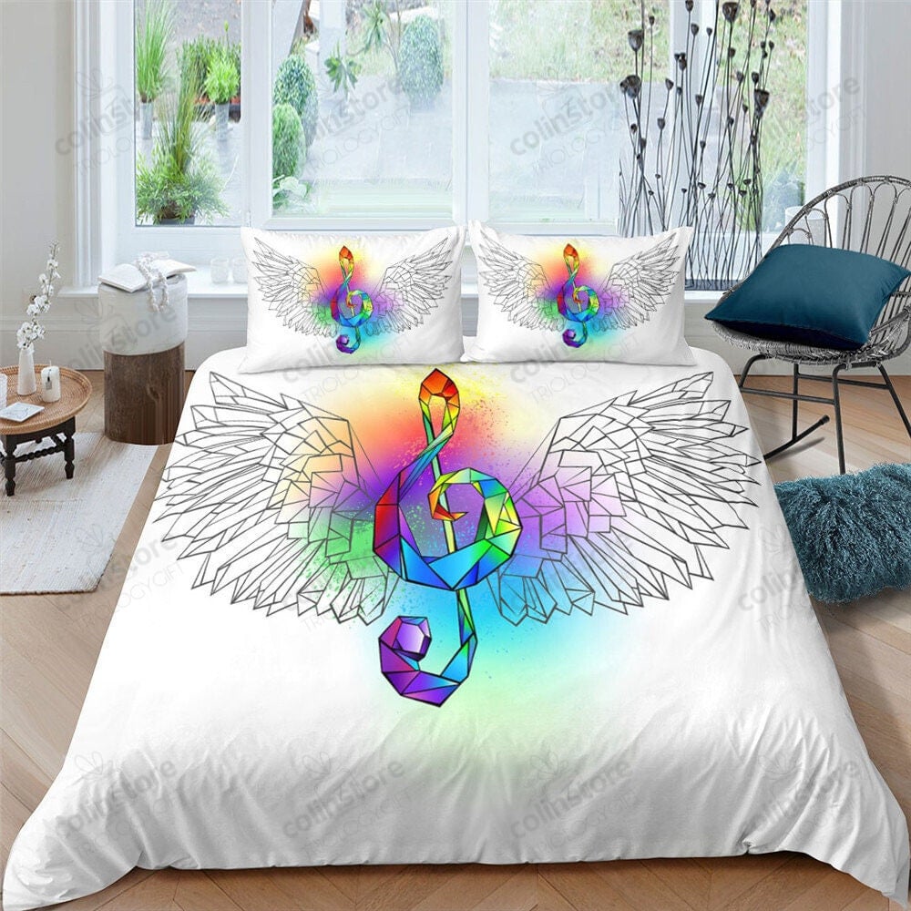 Adults Musicial Bedding Set Microfiber Music Note Printed Art Duvet Cover Set For Boys Girls Kids With - Bedding Set, Duvet Cover, Quilt, Pillow, Blanket