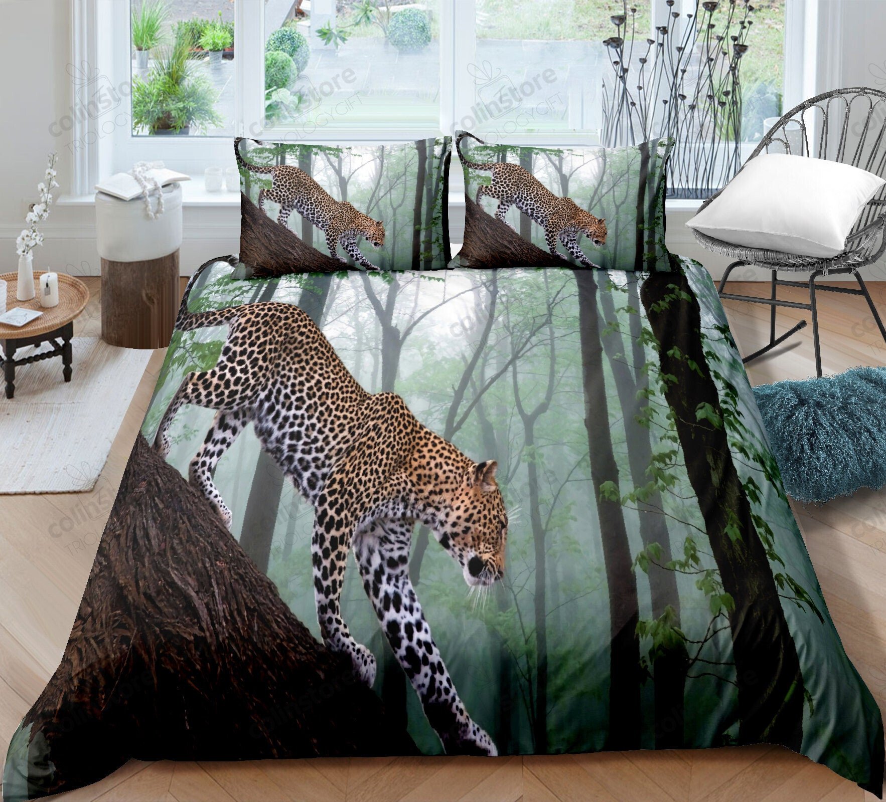 Leopard Duvet Cover Set African Safari Animals Cheetah Bedding Set For Kids Boys Youth Adults Jungle Wildlife - Bedding Set, Duvet Cover, Quilt, Pillow, Blanket