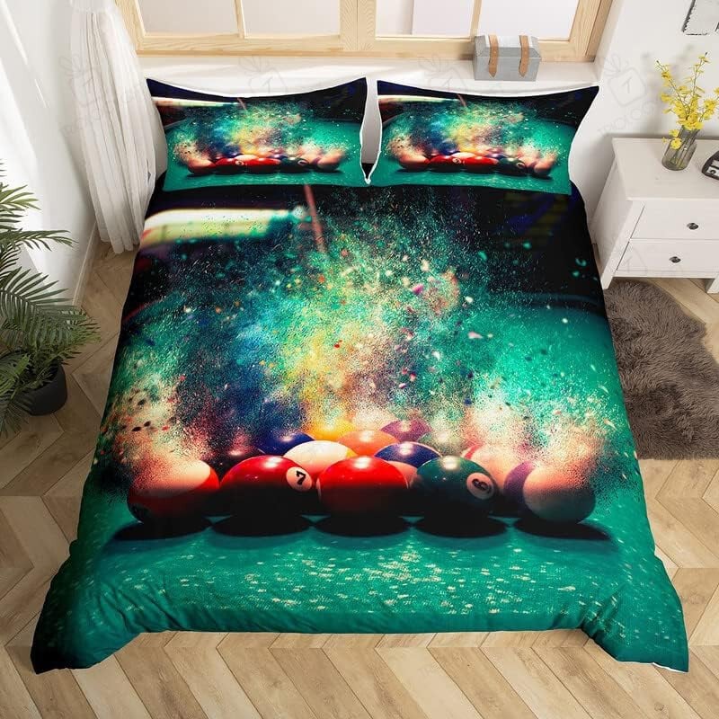 Billiards Tie-dye Pattern Bedding Set - Bedding Set, Duvet Cover, Quilt, Pillow, Blanket