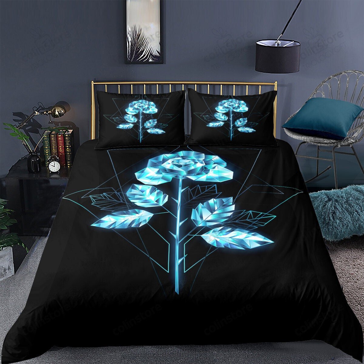 Mandala Duvet Cover Set, Boho Lotus Flower Microcosm Motif Unique Retro Theme, Decorative Bedding Set, - Bedding Set, Duvet Cover, Quilt, Pillow, Blanket
