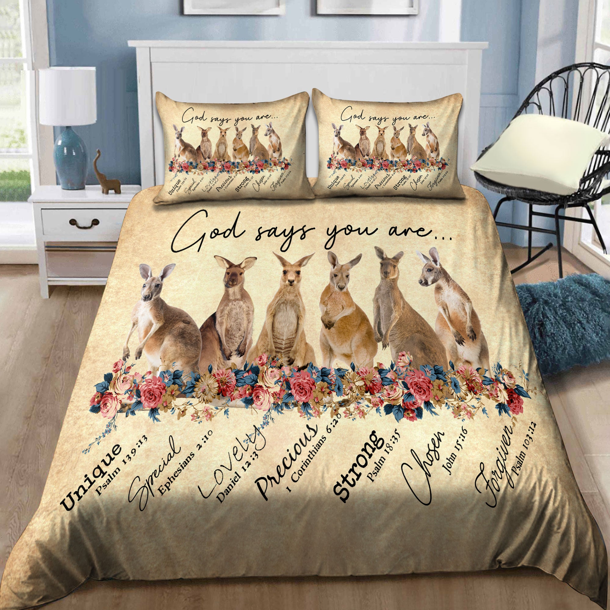 Australia Kangaroo All Over Printed Bedding Set - Bedding Set, Duvet Cover, Quilt, Pillow, Blanket