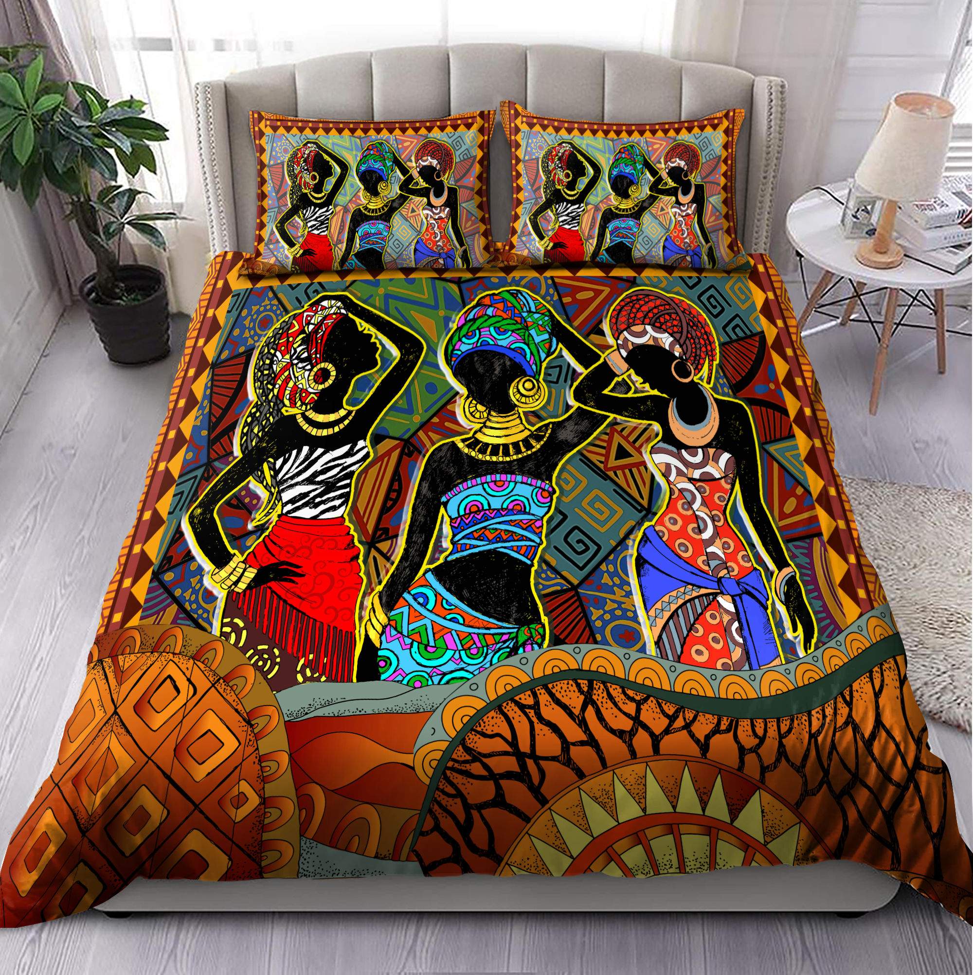 African Women Bedding Set - Bedding Set, Duvet Cover, Quilt, Pillow, Blanket
