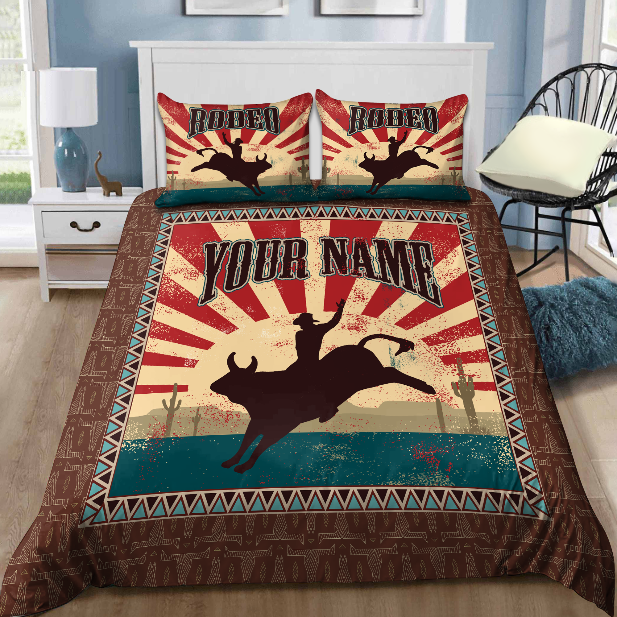 Bull Riding Bedding Set NHBM - Bedding Set, Duvet Cover, Quilt, Pillow, Blanket