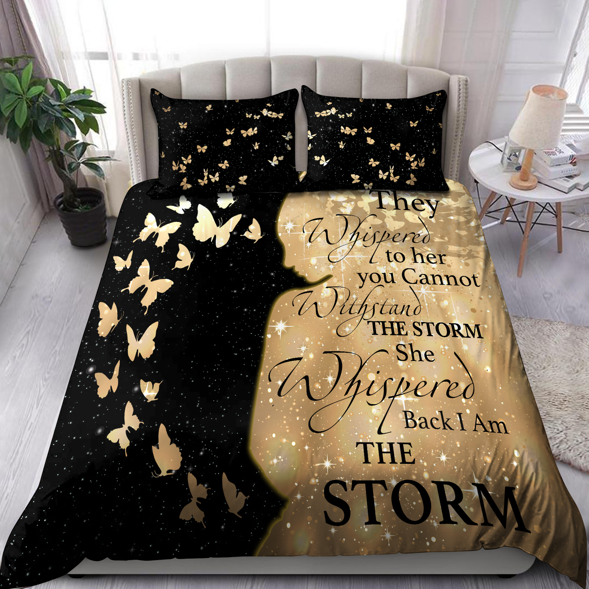 Butterfly They Whispered To Her Printed Bedding Set NHBM - Bedding Set, Duvet Cover, Quilt, Pillow, Blanket