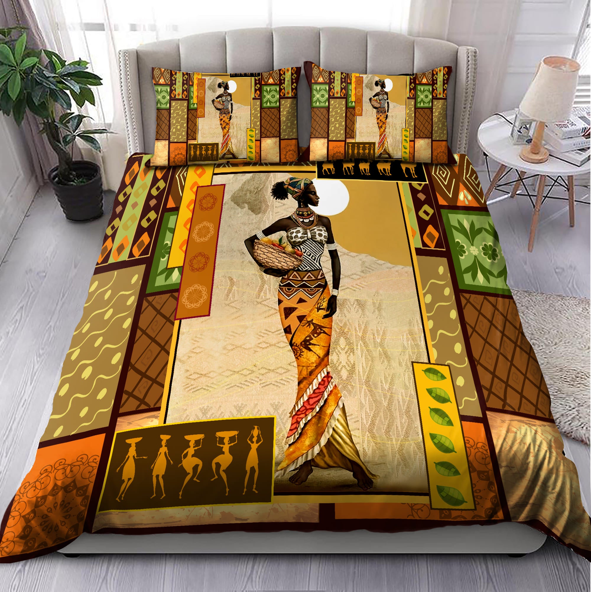 African Woman Bedding Set - Bedding Set, Duvet Cover, Quilt, Pillow, Blanket