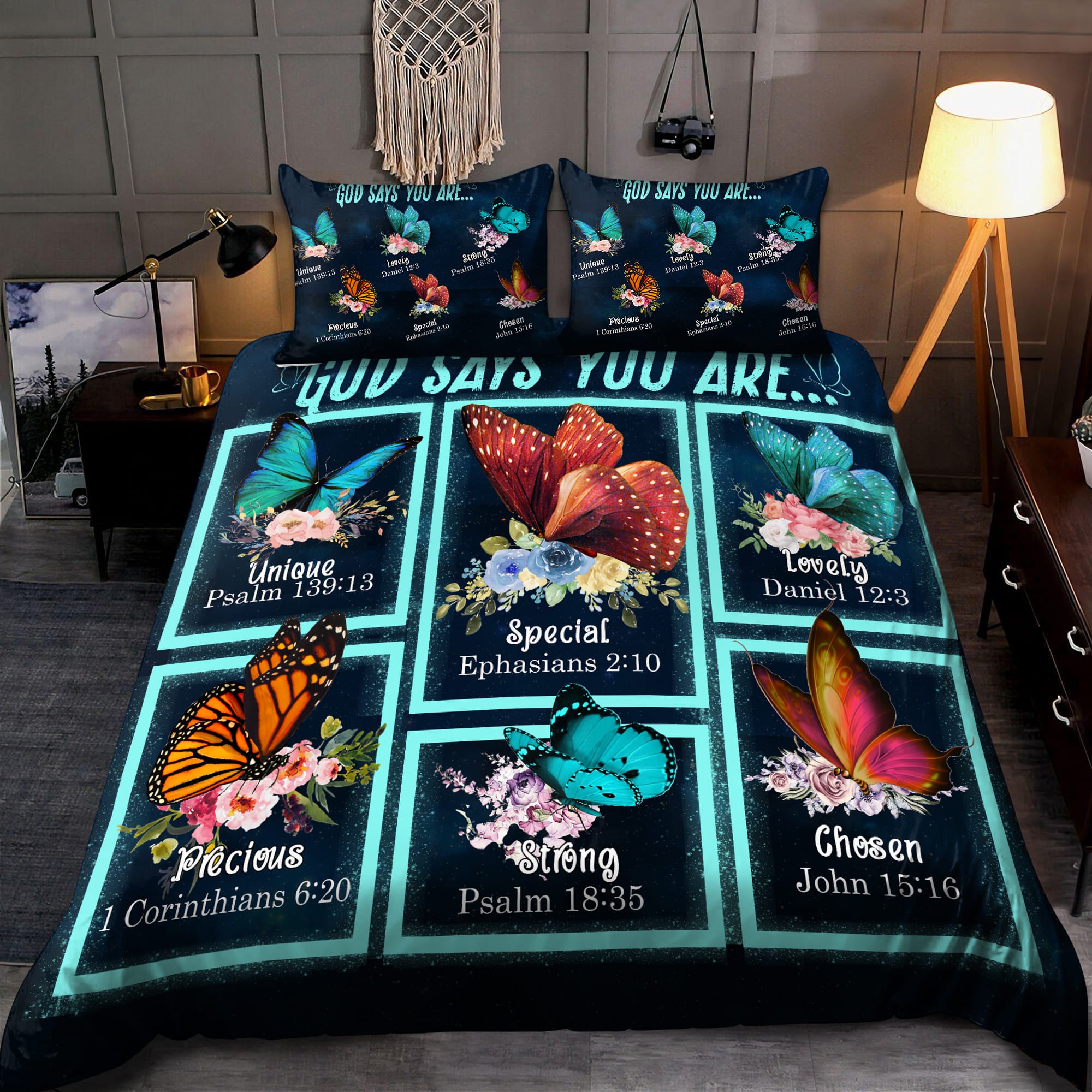 Butterfly God Says You Are D Bedding Set KLBM - Bedding Set, Duvet Cover, Quilt, Pillow, Blanket