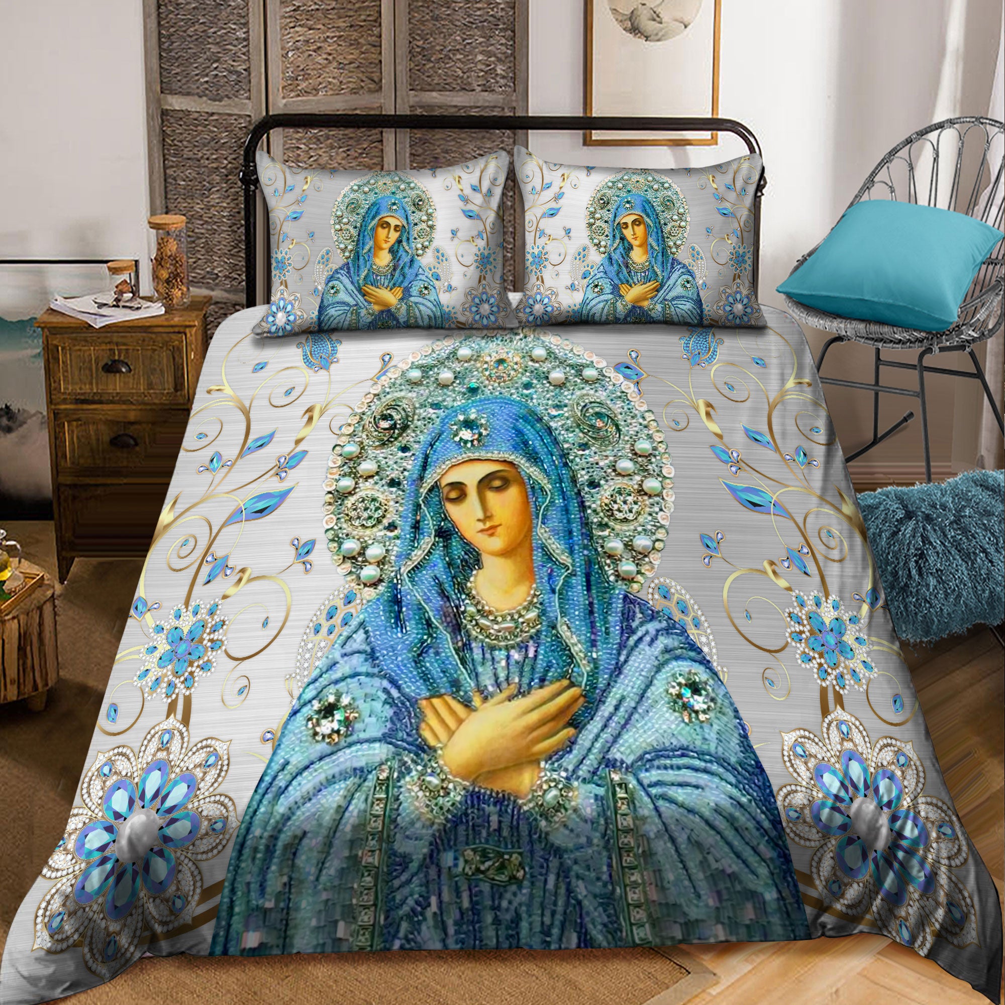 Mama Mary Bedding Set - Bedding Set, Duvet Cover, Quilt, Pillow, Blanket