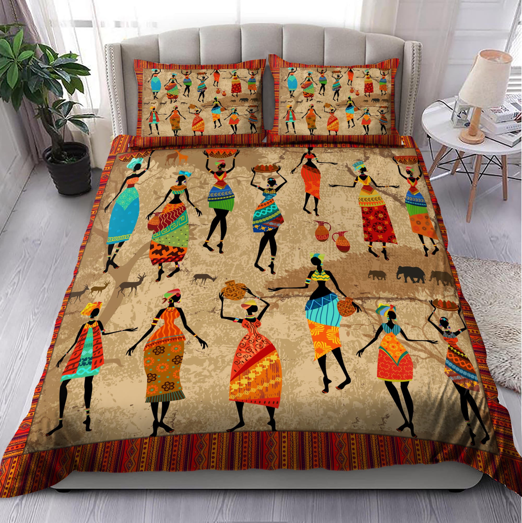African Ladies Bedding Set - Bedding Set, Duvet Cover, Quilt, Pillow, Blanket