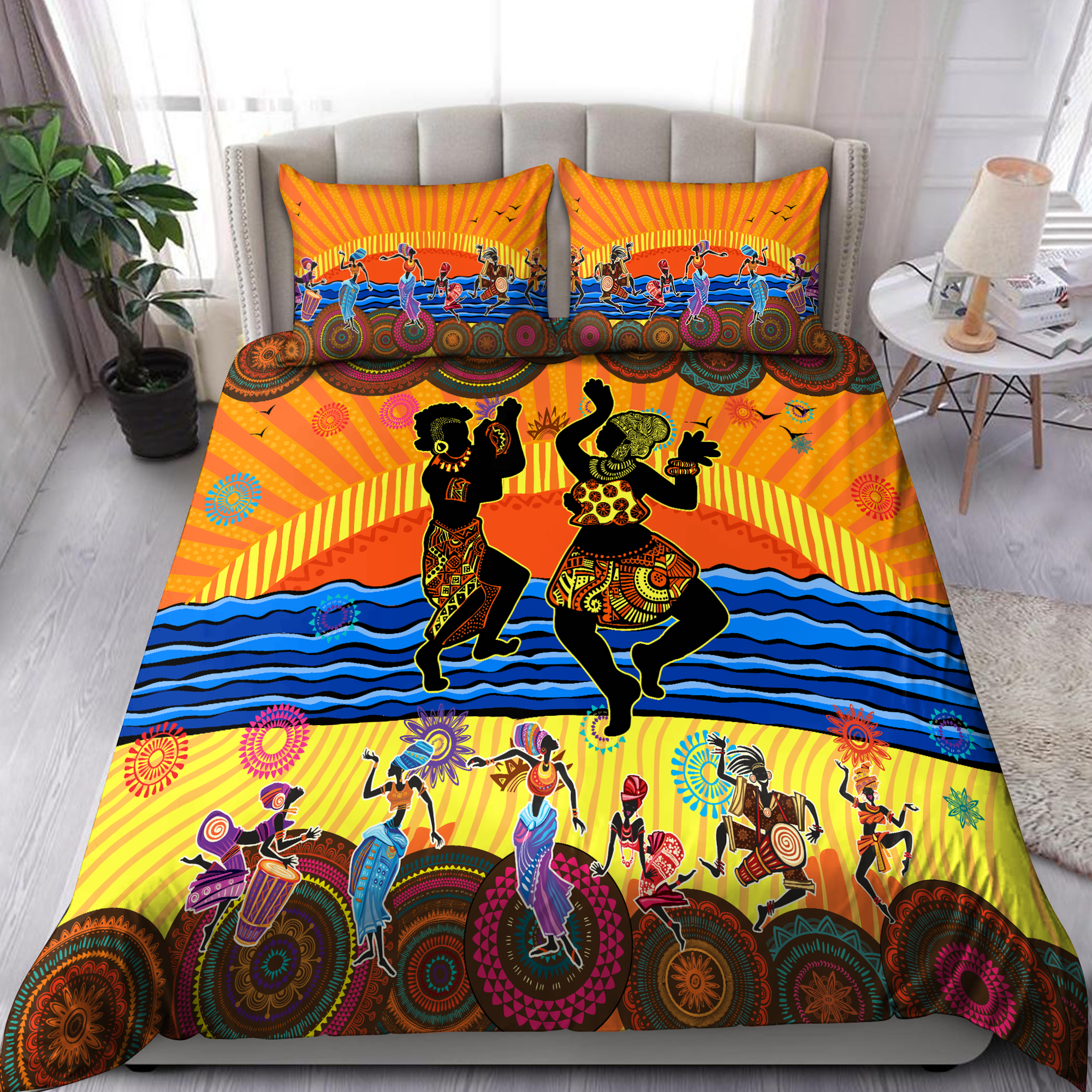 Africans Dancing Bedding Set - Bedding Set, Duvet Cover, Quilt, Pillow, Blanket
