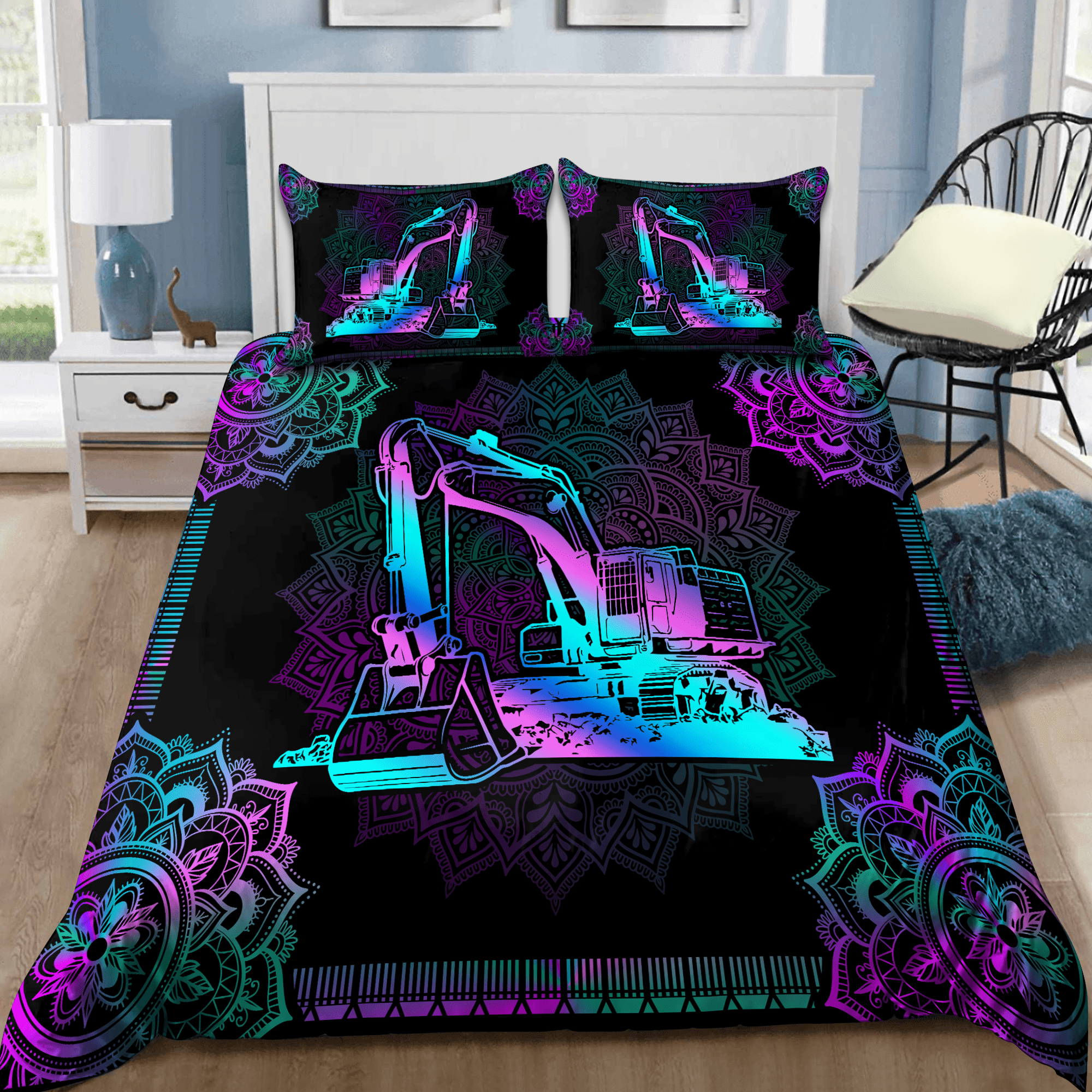Excavator Bedding Set DA - Bedding Set, Duvet Cover, Quilt, Pillow, Blanket