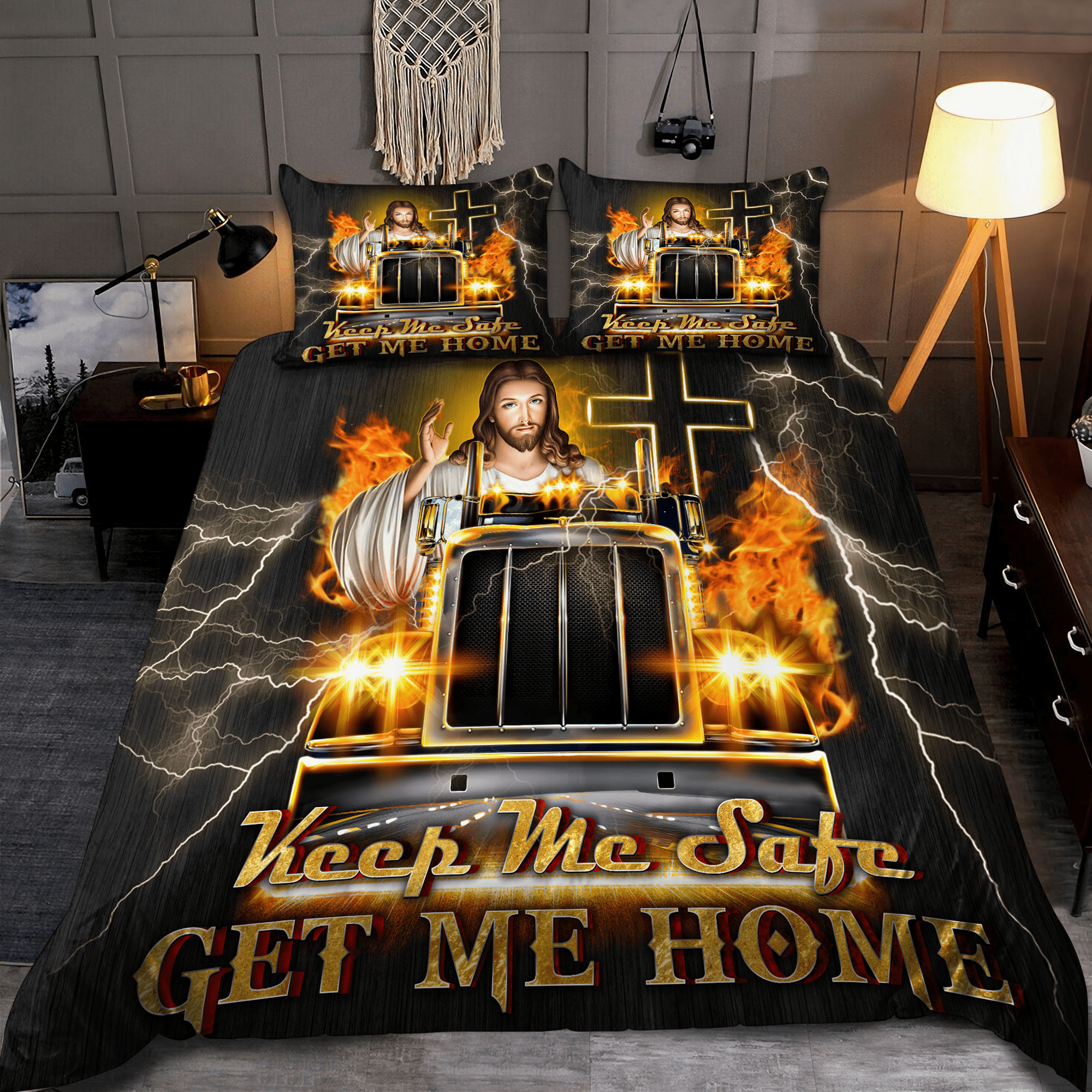 Keep Me Safe Get Me Home Trucker Bedding Set VP - Bedding Set, Duvet Cover, Quilt, Pillow, Blanket