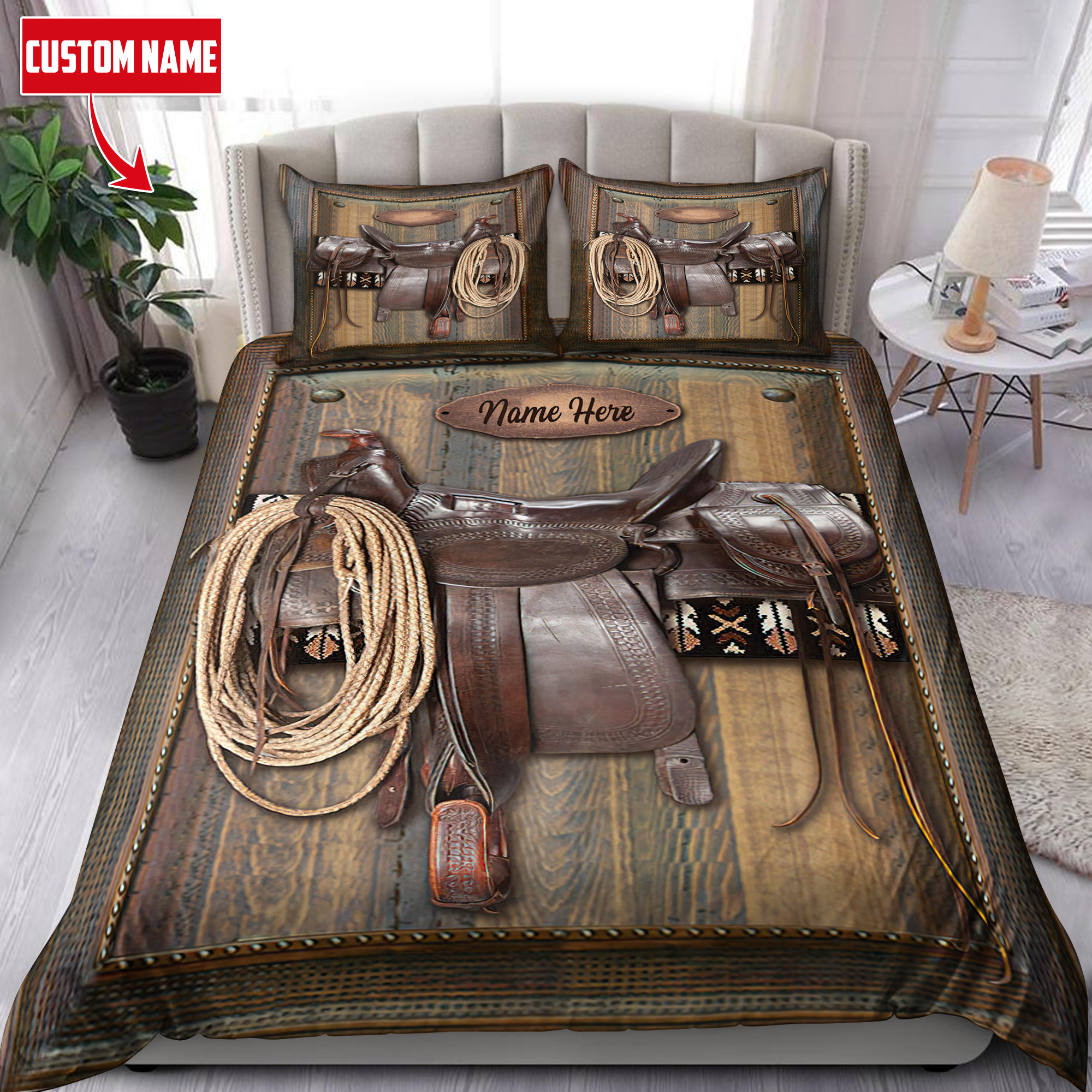 Personalized Name Bull Riding Bedding Set VP - Bedding Set, Duvet Cover, Quilt, Pillow, Blanket