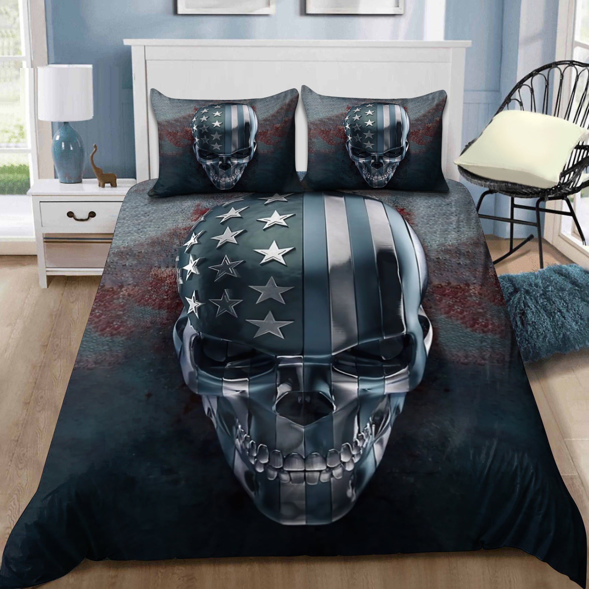 Skull Bedding Set - Bedding Set, Duvet Cover, Quilt, Pillow, Blanket