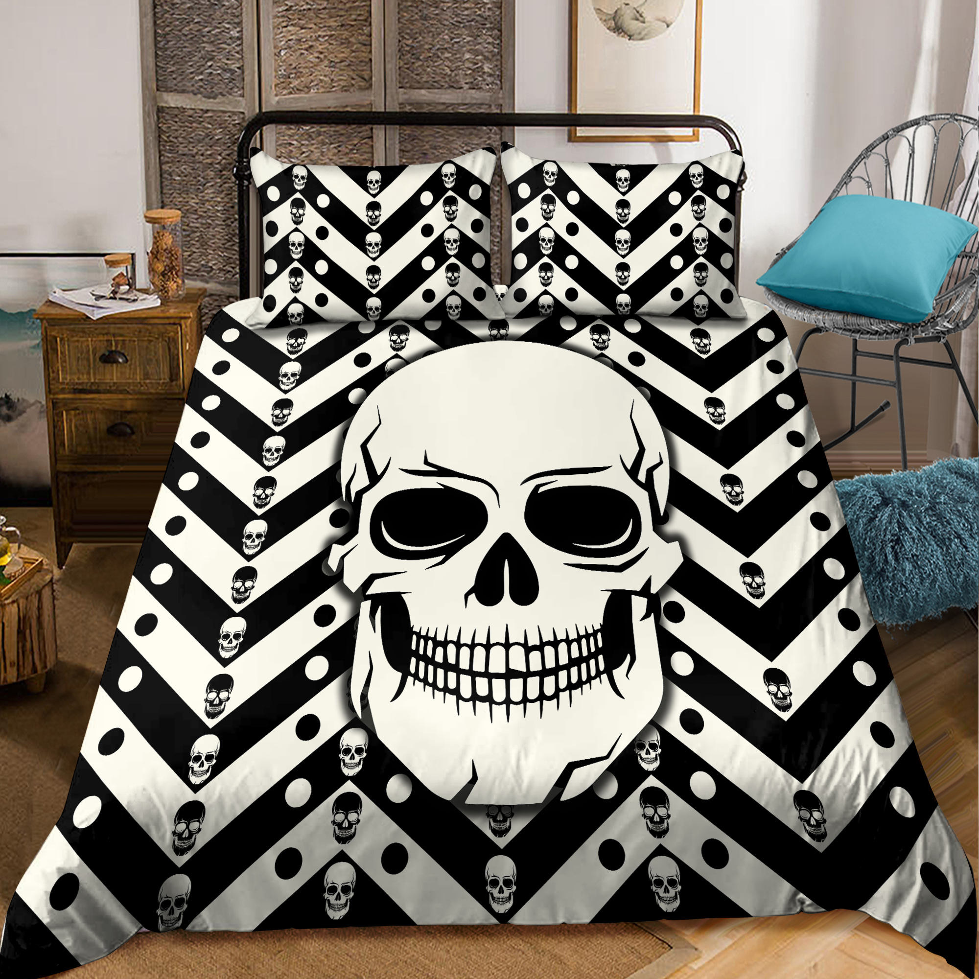 Skull Bedding Set VP - Bedding Set, Duvet Cover, Quilt, Pillow, Blanket