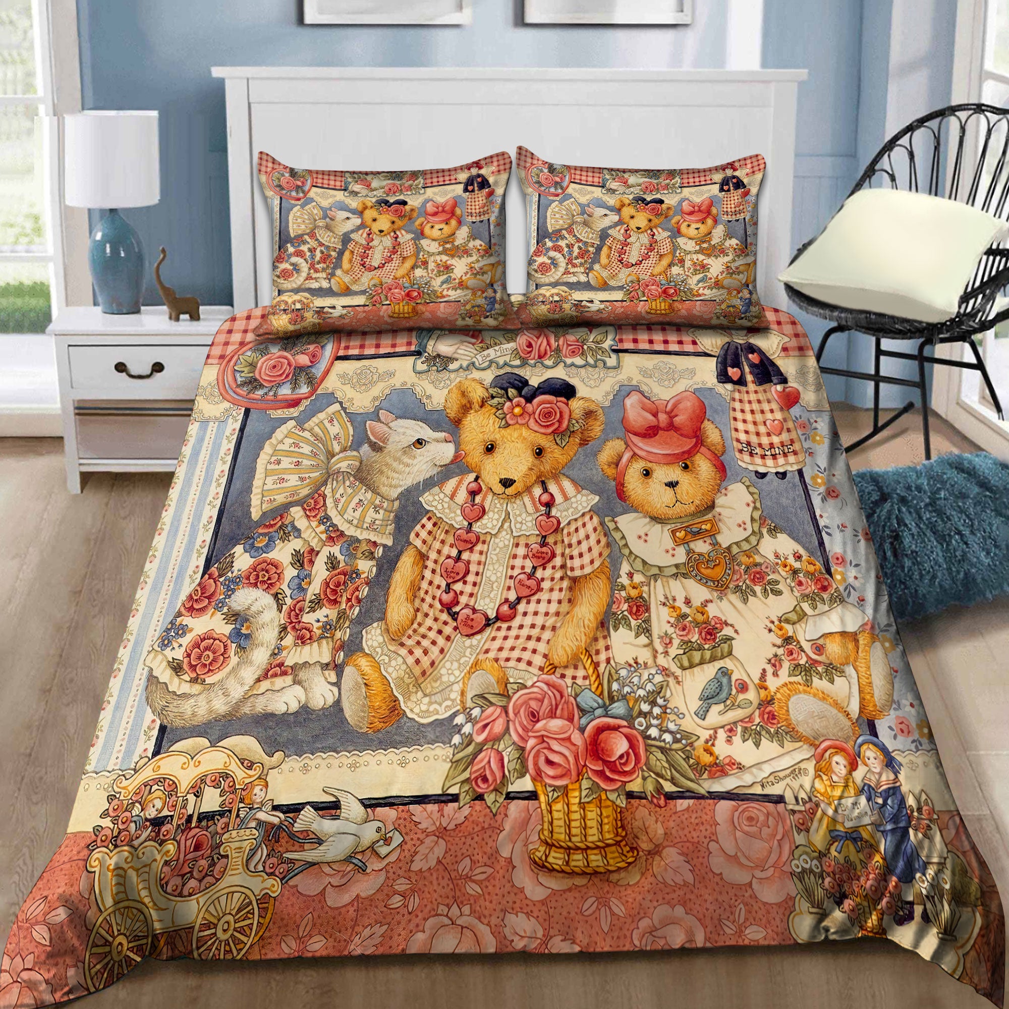 Teddy Bear Bedding Set - Bedding Set, Duvet Cover, Quilt, Pillow, Blanket
