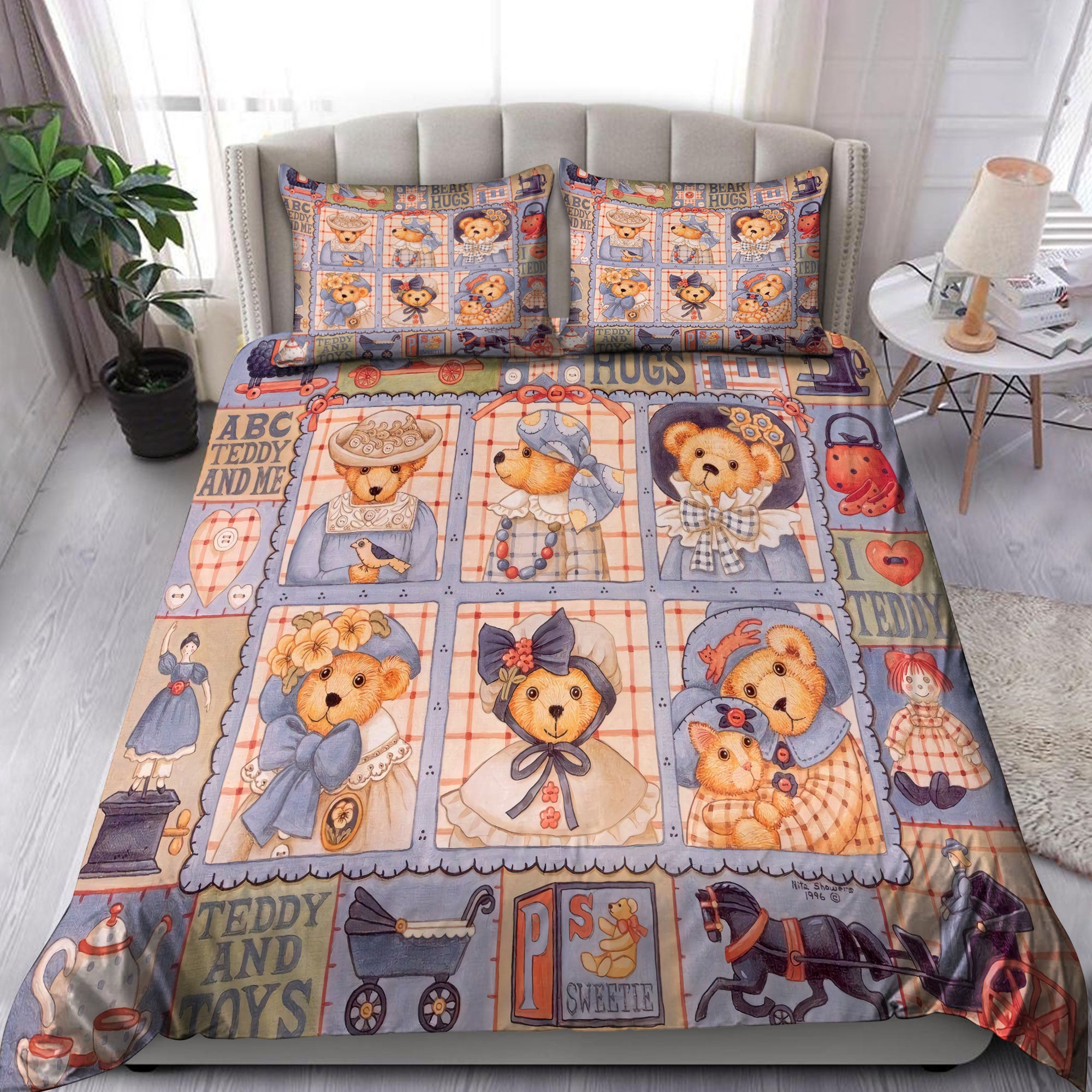 Teddy Bear Bedding Set - Bedding Set, Duvet Cover, Quilt, Pillow, Blanket