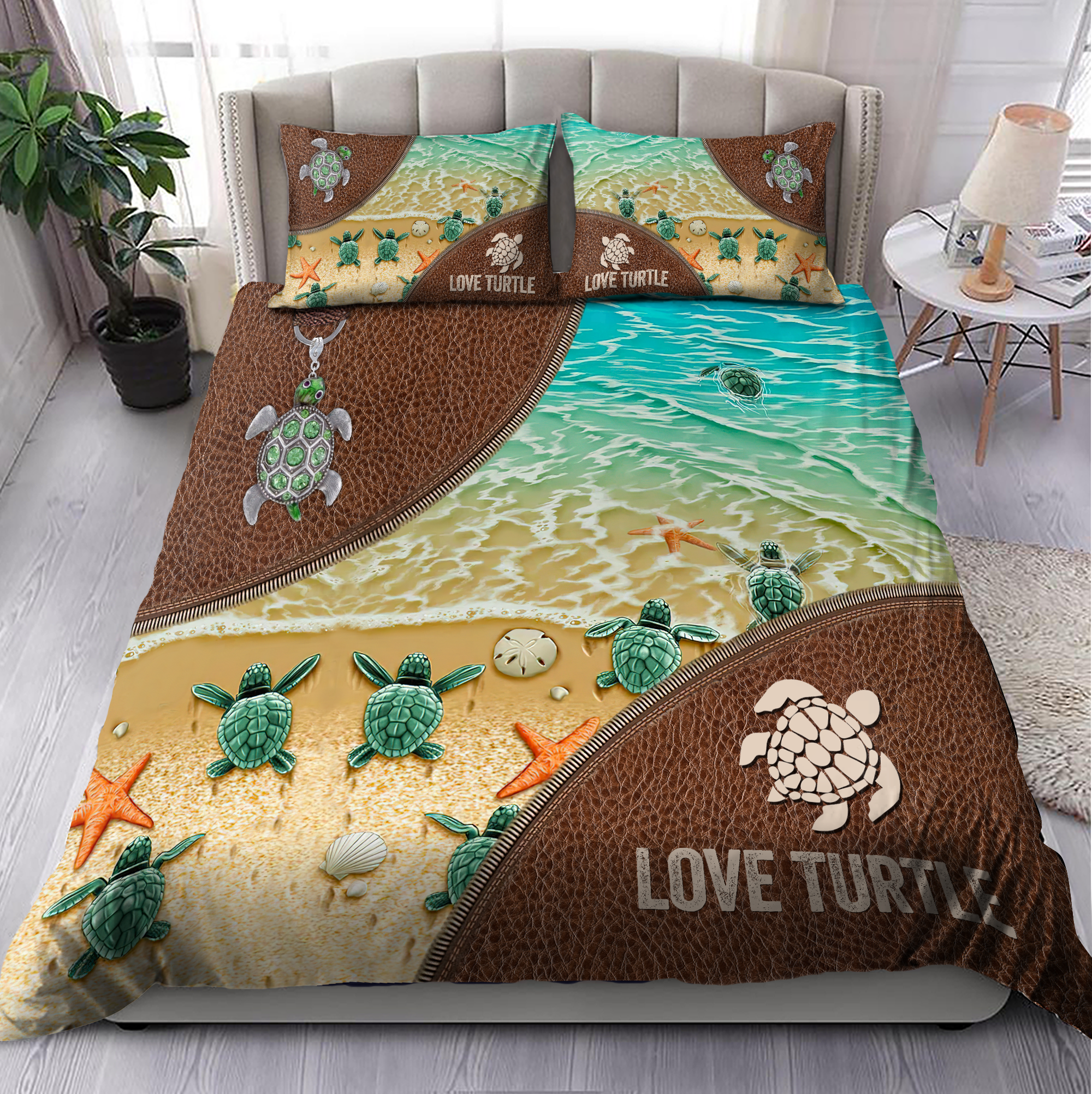 Love Turtle Bedding Set PD - Bedding Set, Duvet Cover, Quilt, Pillow, Blanket