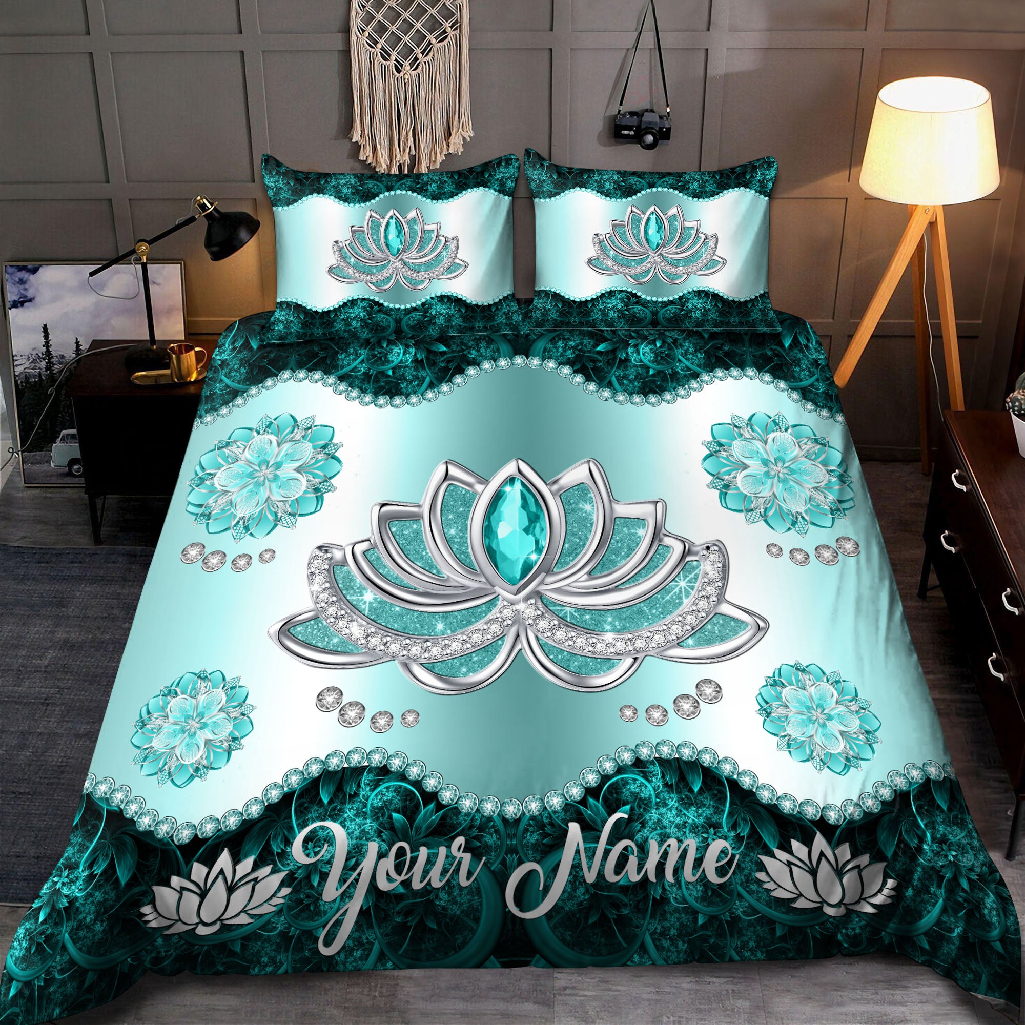 Customized Name Succulent Bedding Set SN - Bedding Set, Duvet Cover, Quilt, Pillow, Blanket