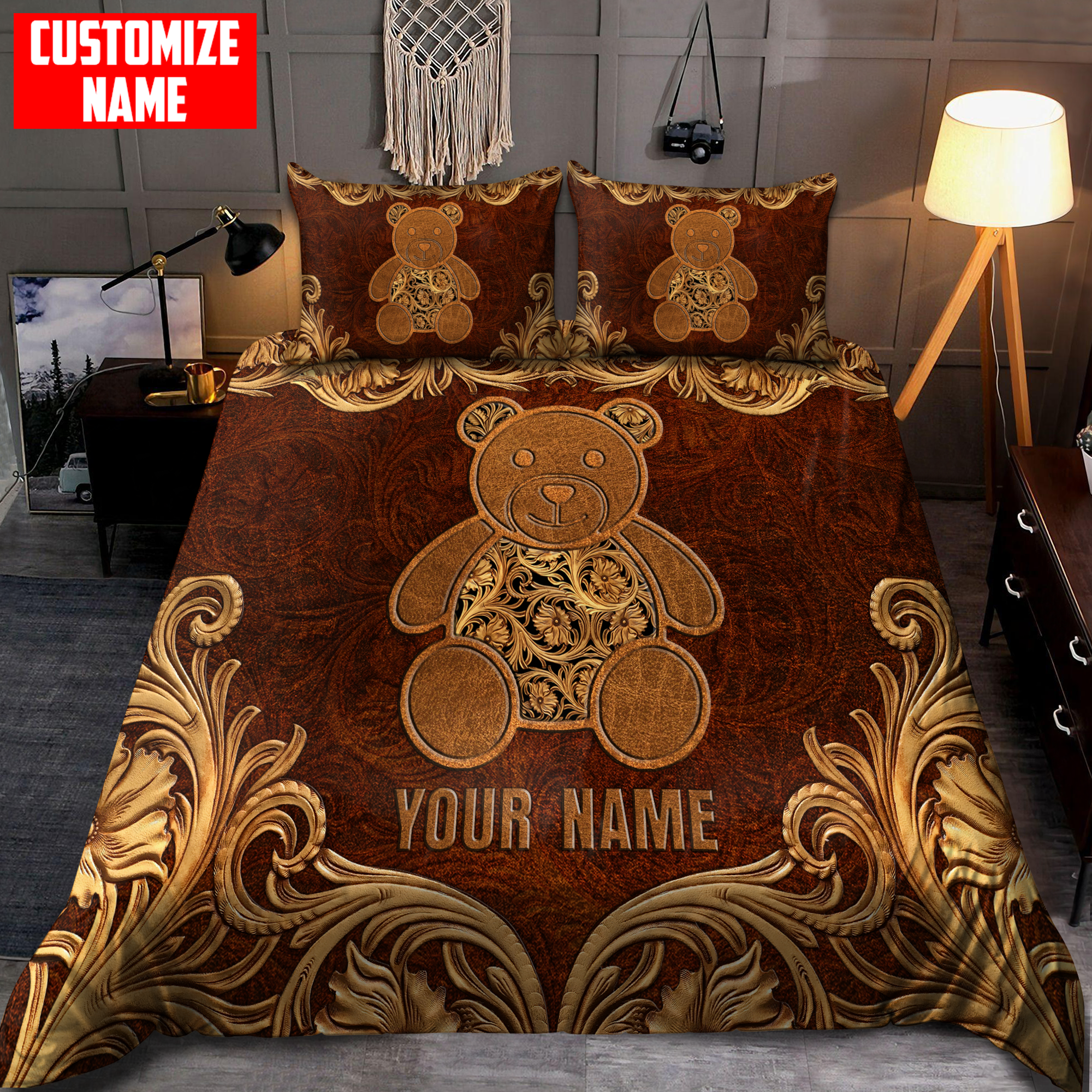 Personalized Teddy Bear All Over Printed Bedding Set - Bedding Set, Duvet Cover, Quilt, Pillow, Blanket