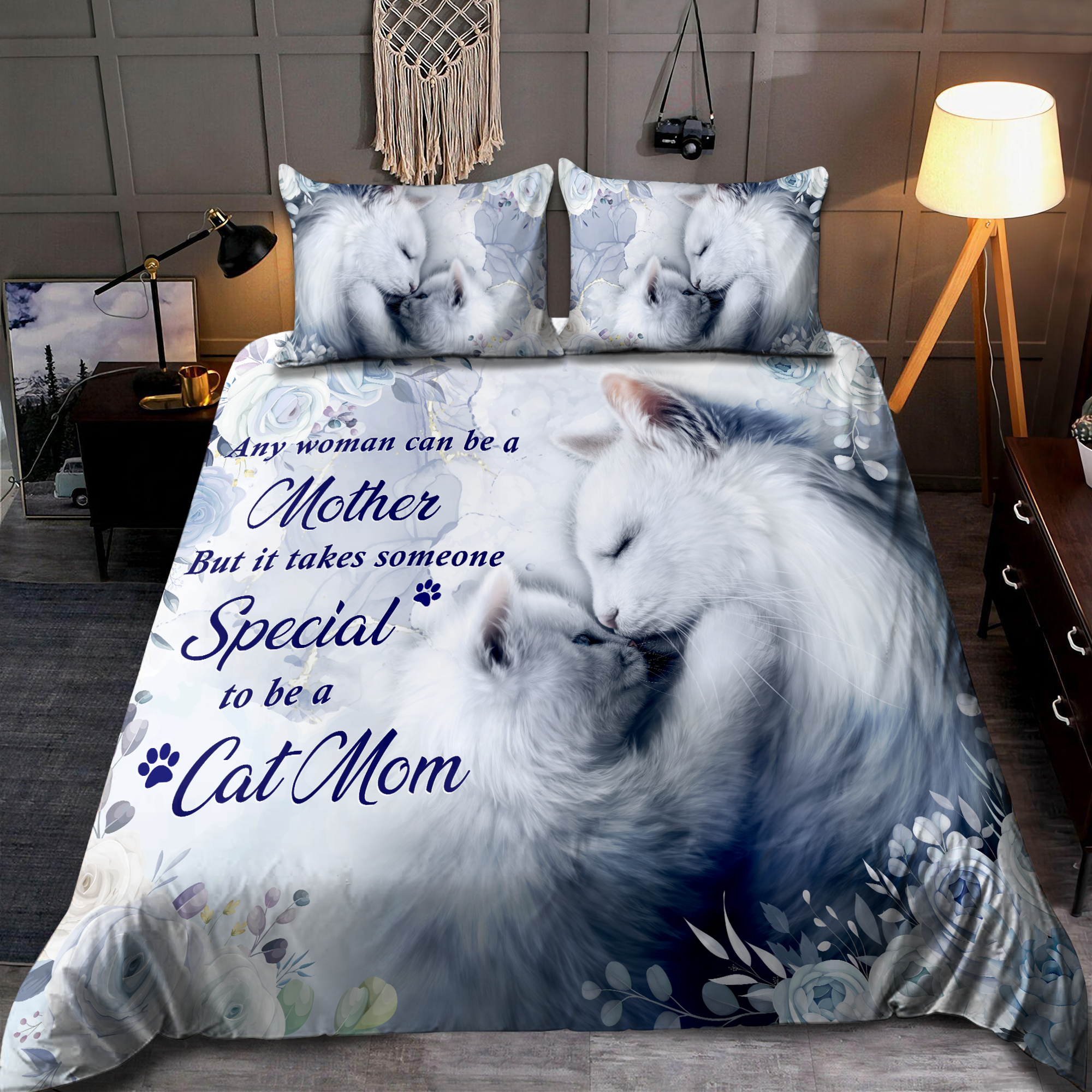 Duvet Cover, Quilt, Pillow, Blanket - Tmarc Tee Happy Mother's Day Cat Mom Gift D Bedding Set Bedding Set