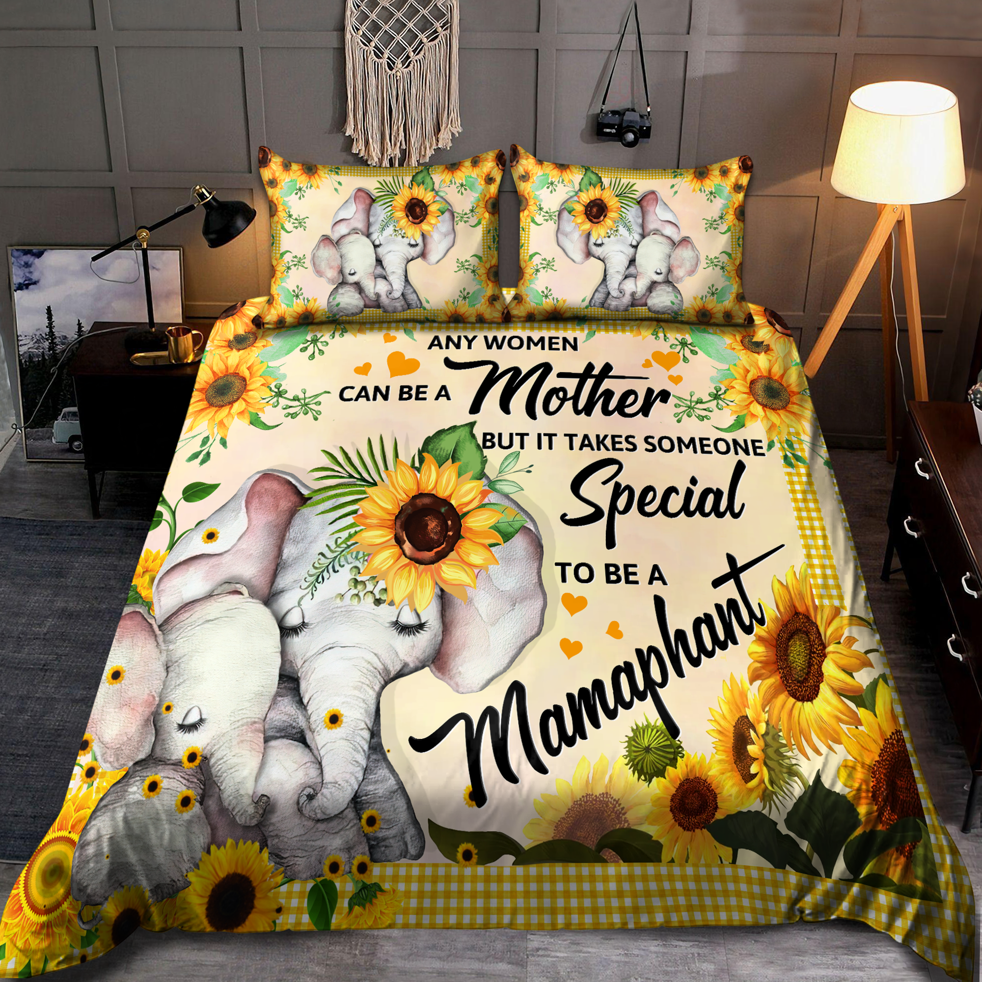 Duvet Cover, Quilt, Pillow, Blanket - Tmarc Tee Happy Mother's Day Mama Elephant D Bedding Set Bedding Set