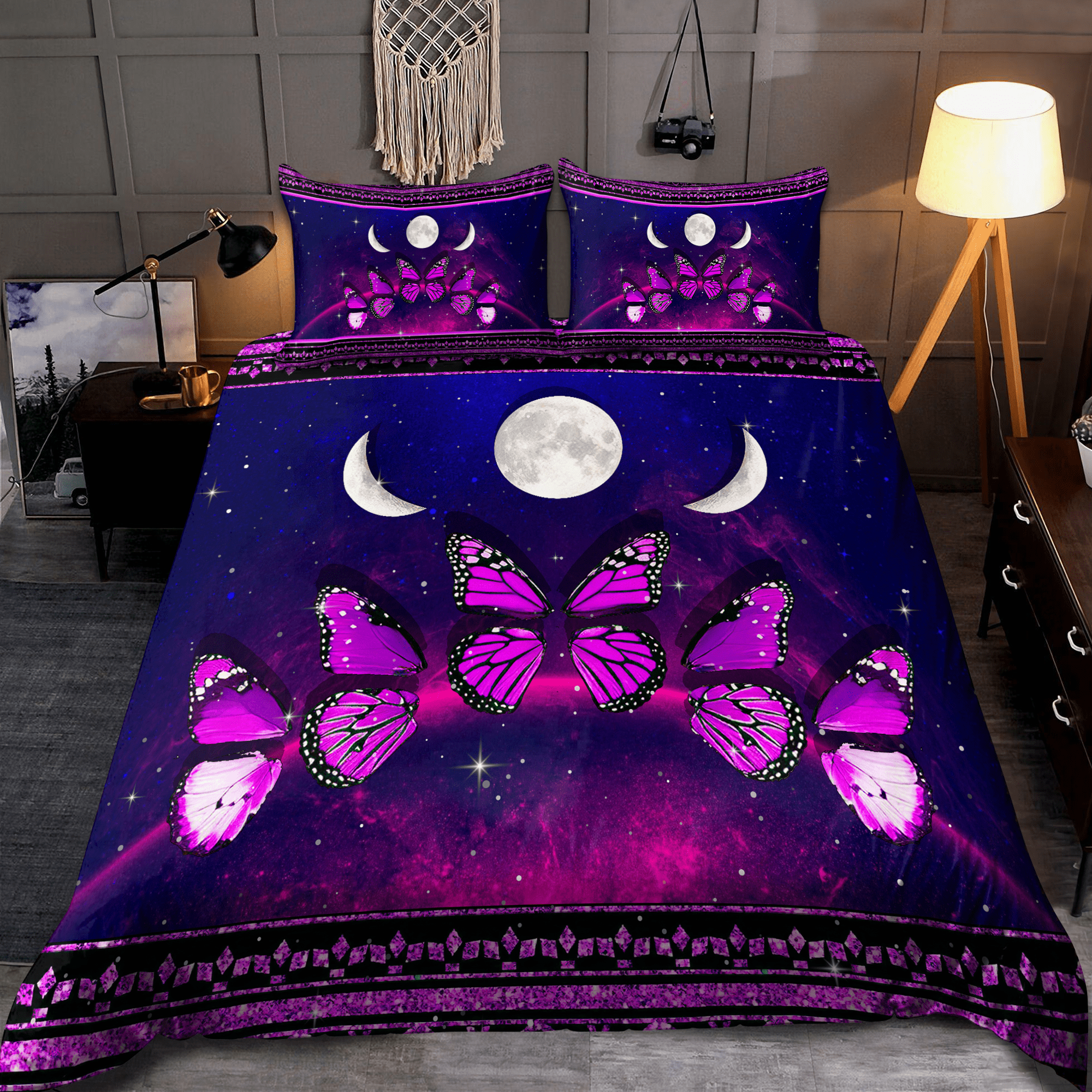 Butterfly Moon Phases All Over Printed Bedding Set - Bedding Set, Duvet Cover, Quilt, Pillow, Blanket
