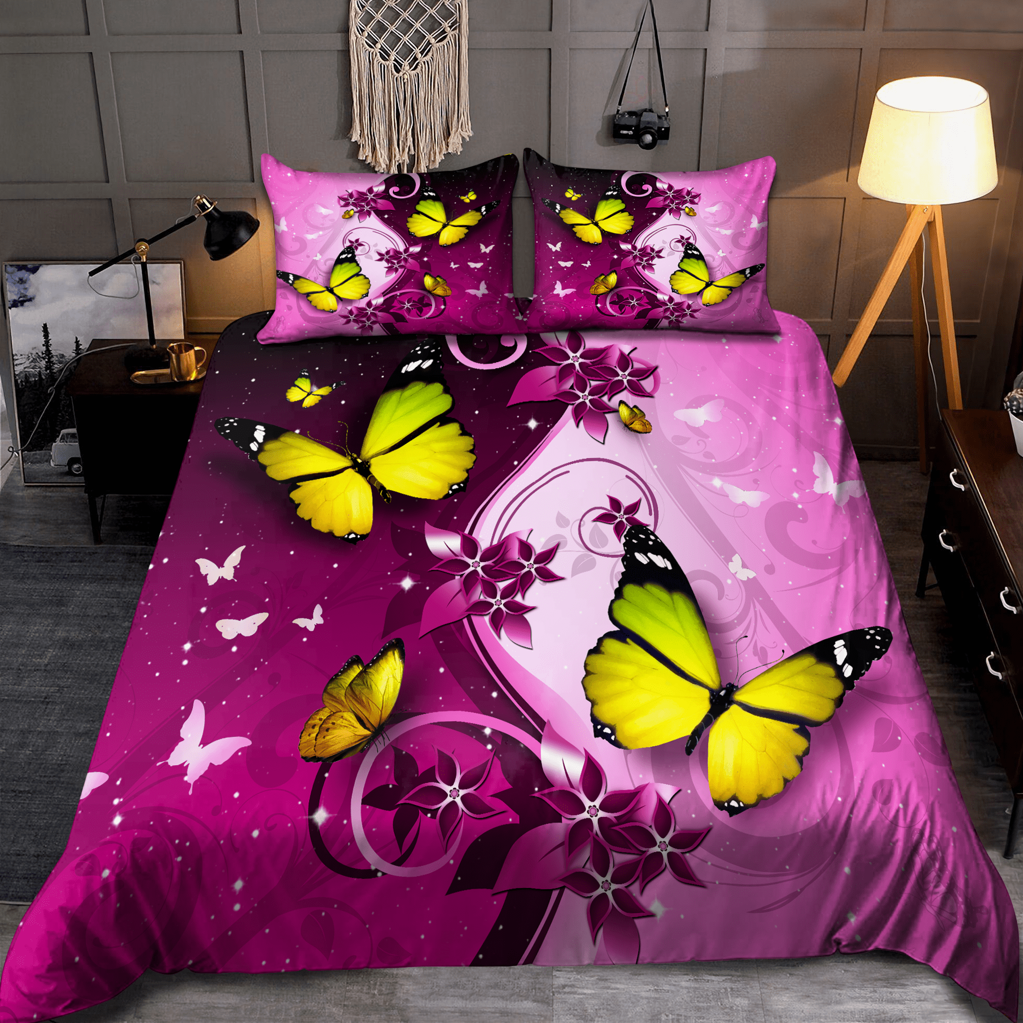 Butterfly All Over Printed Bedding Set - Bedding Set, Duvet Cover, Quilt, Pillow, Blanket